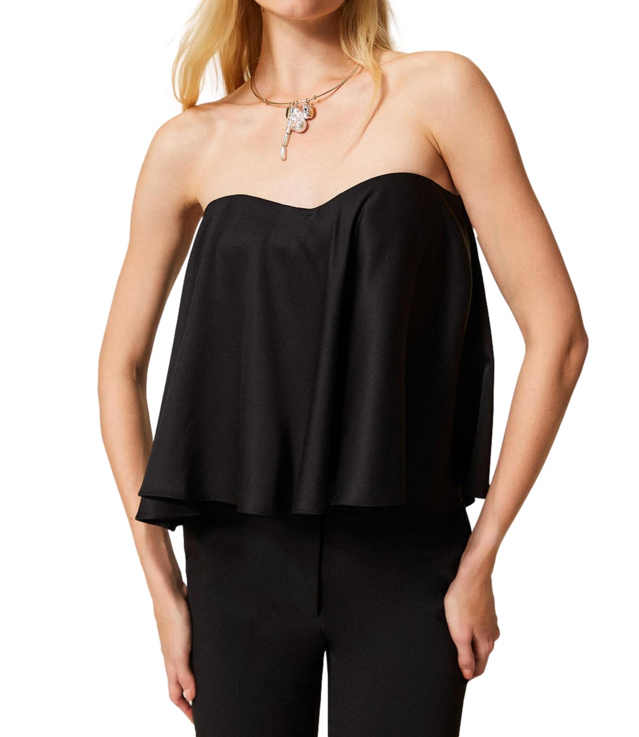 TWIN SET Top Svasato Decolte' nero donna