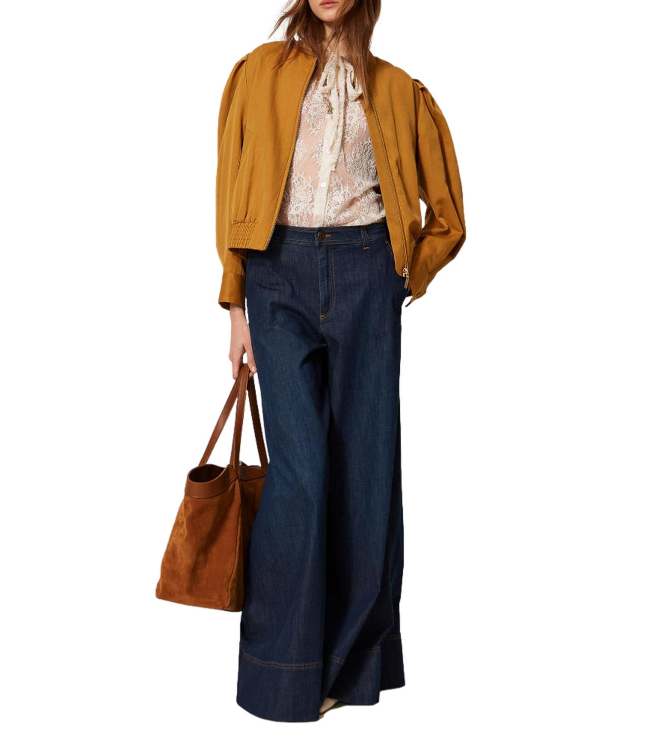 TWIN SET Pantalone Palazzo In Denim blu scuro donna