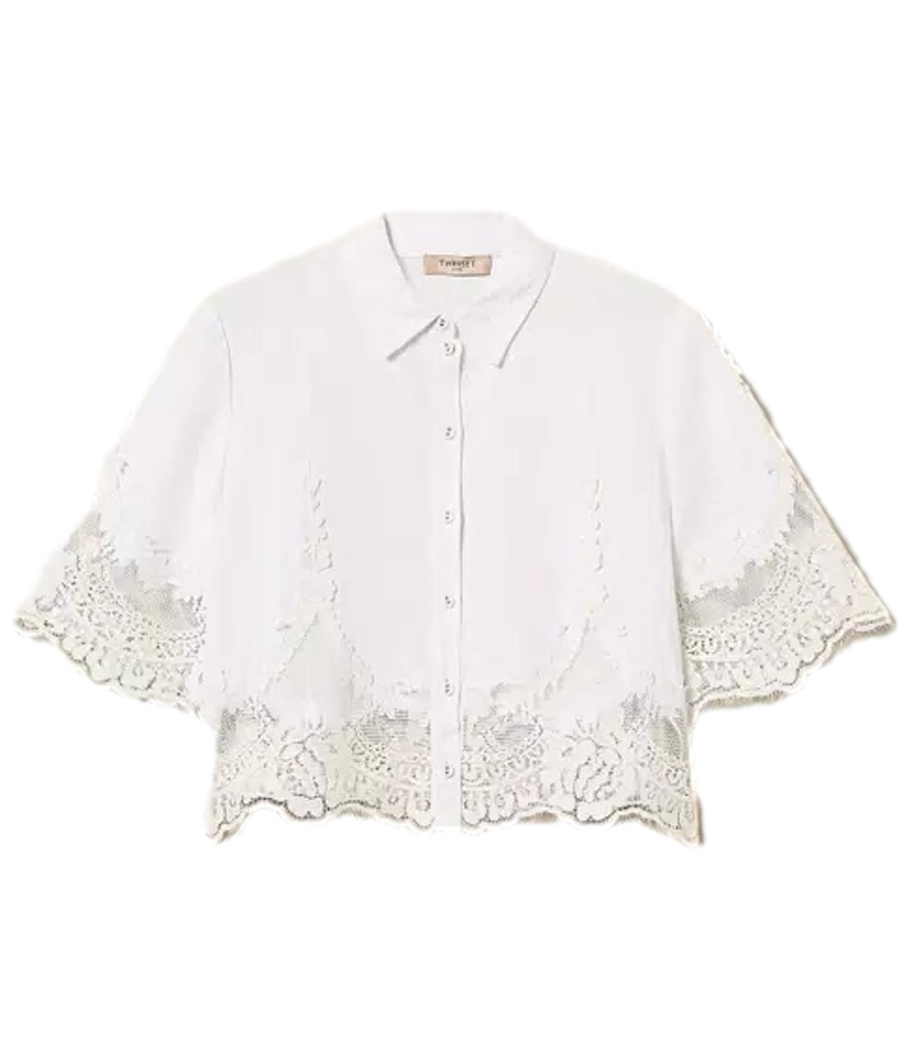 Twinset Camicia Pizzo Bianco Ottico Donna