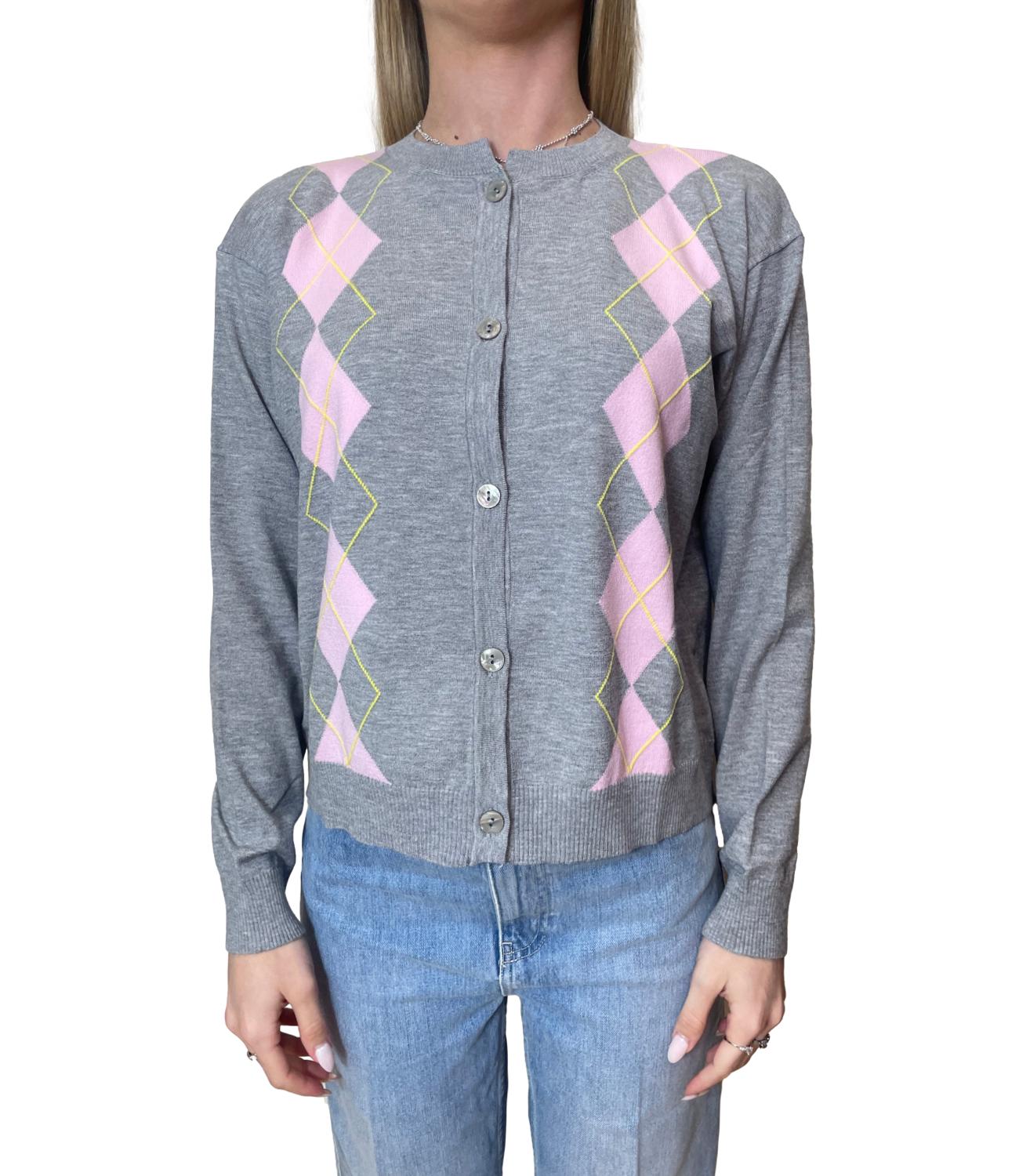 Vicolo Cardigan Rombi Grigio Donna