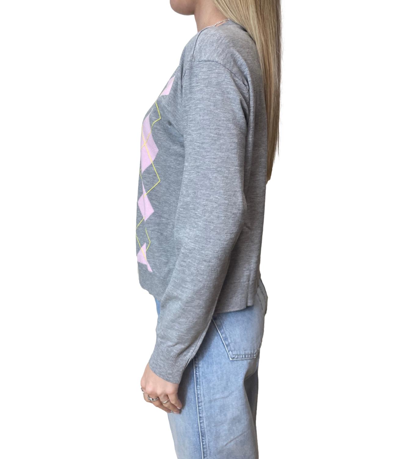 Vicolo Cardigan Rombi Grigio Donna