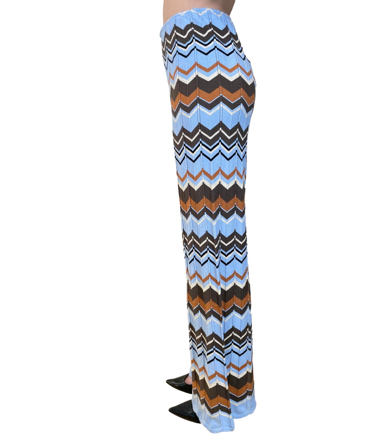 Vicolo Pantalone Fantasia Celeste Donna