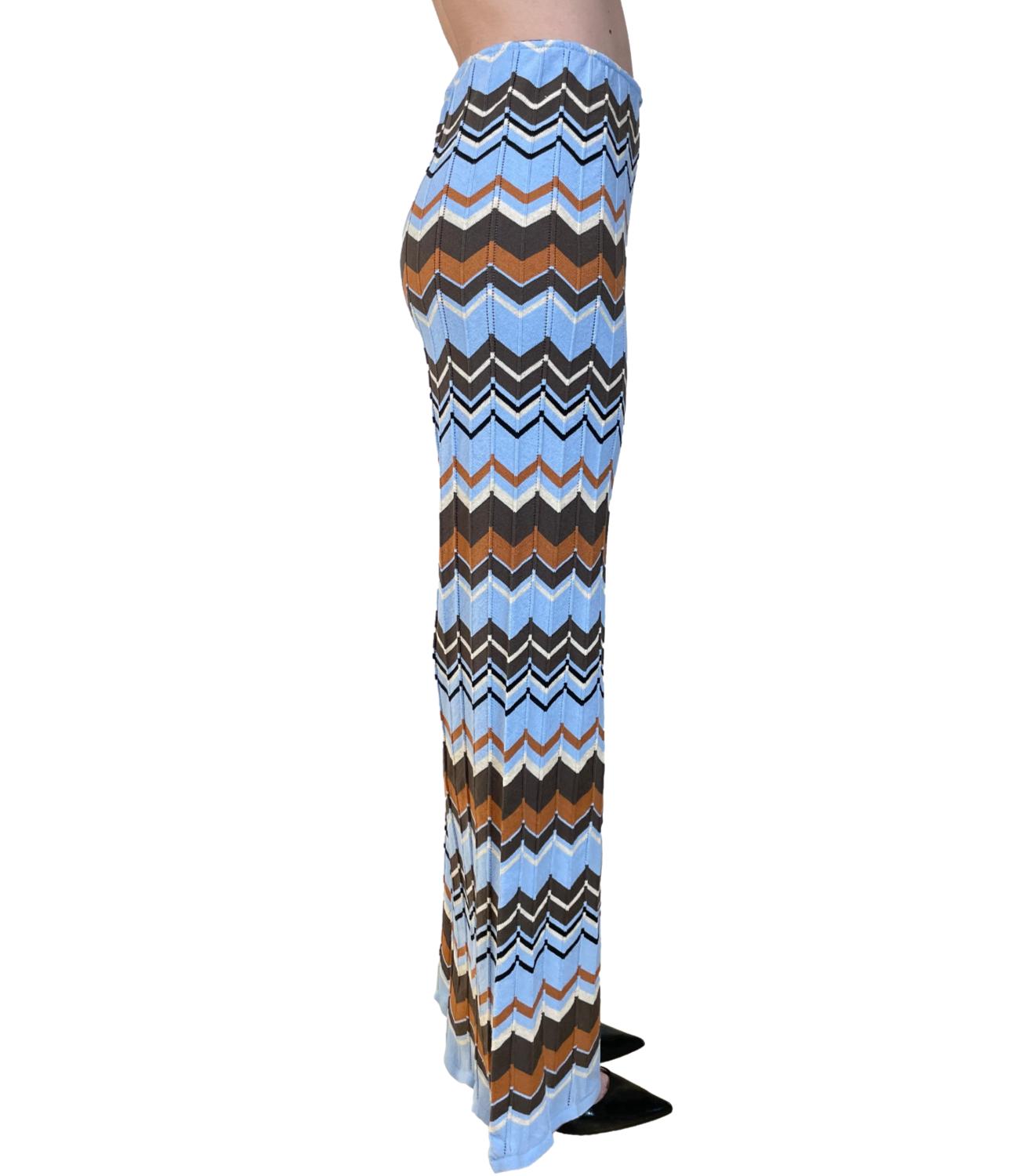 Vicolo Pantalone Fantasia Celeste Donna
