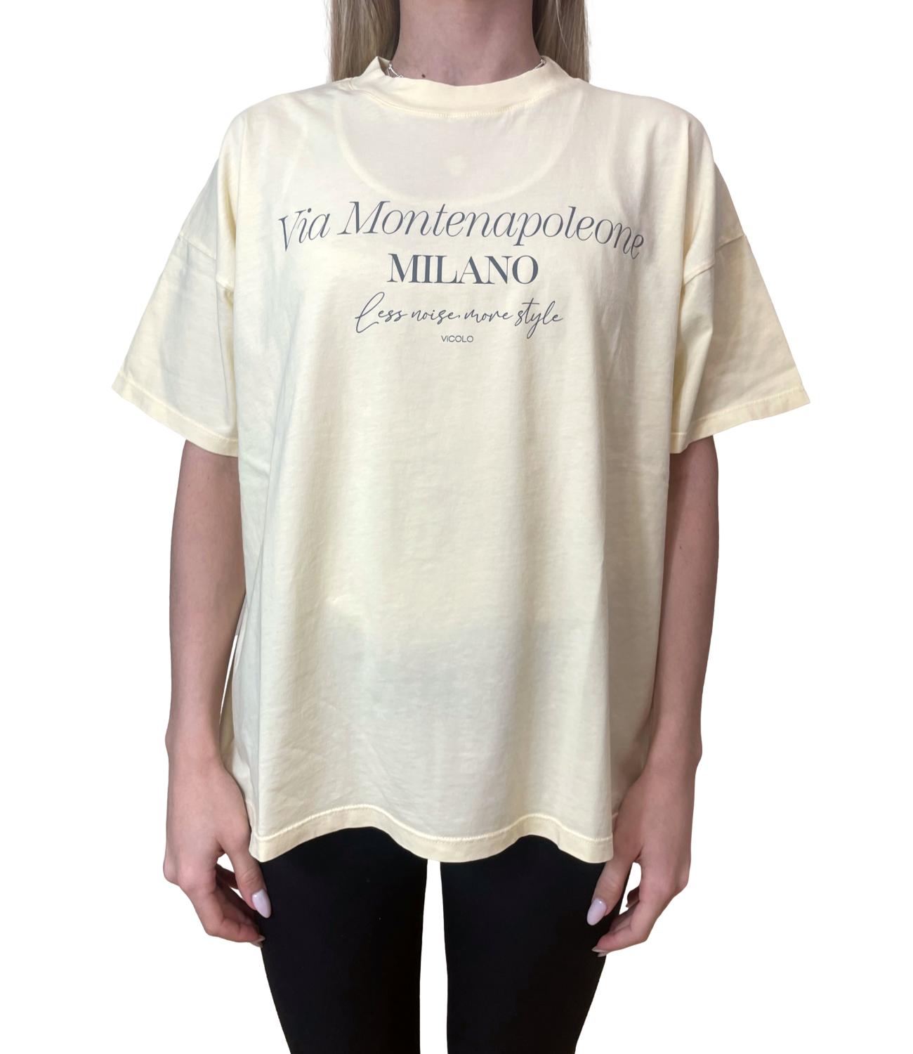 Vicolo T-shirt Stampa Giallo Donna
