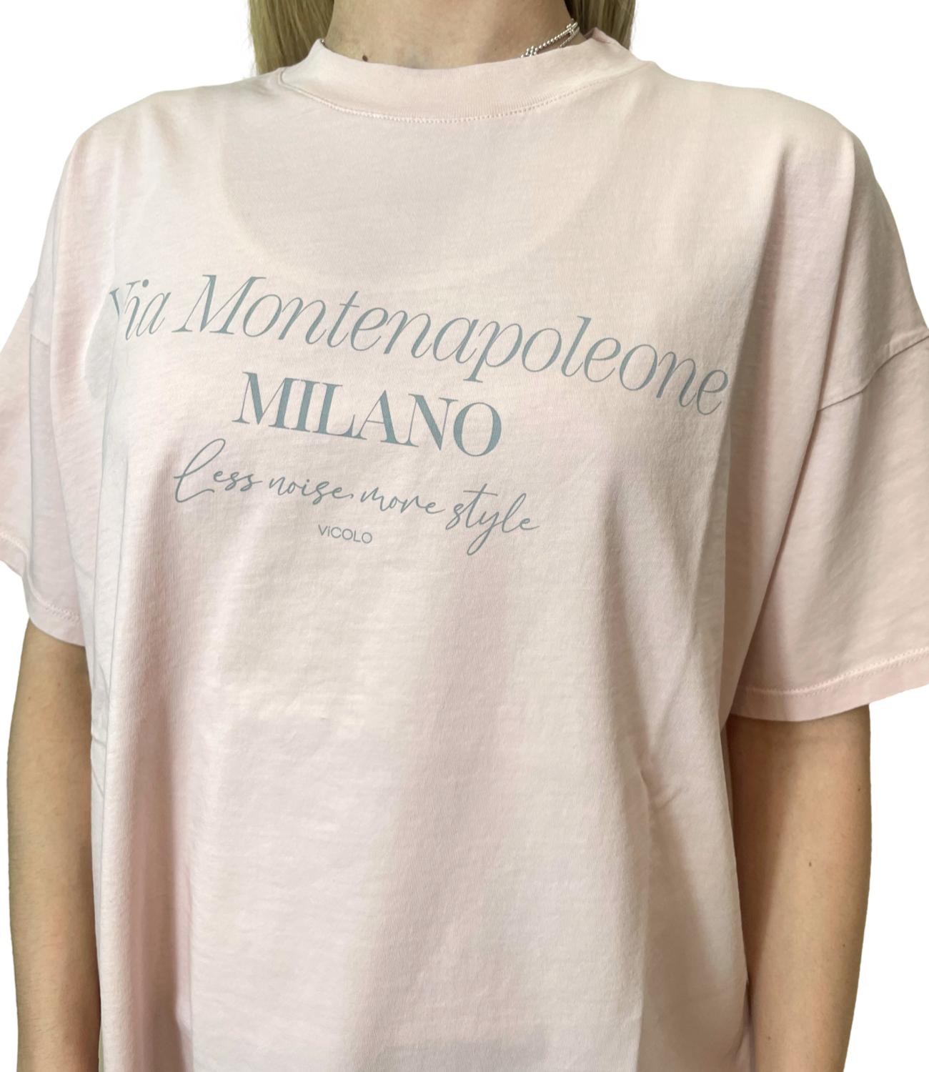 Vicolo T-shirt Stampa Rosa Donna