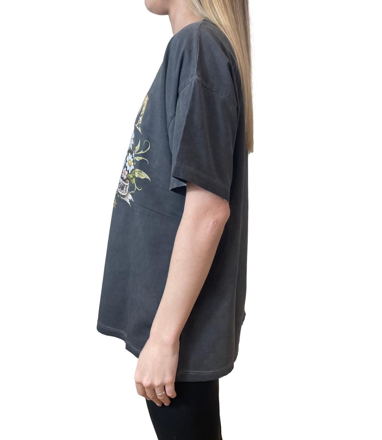 Vicolo T-Shirt Fiori Nera Donna