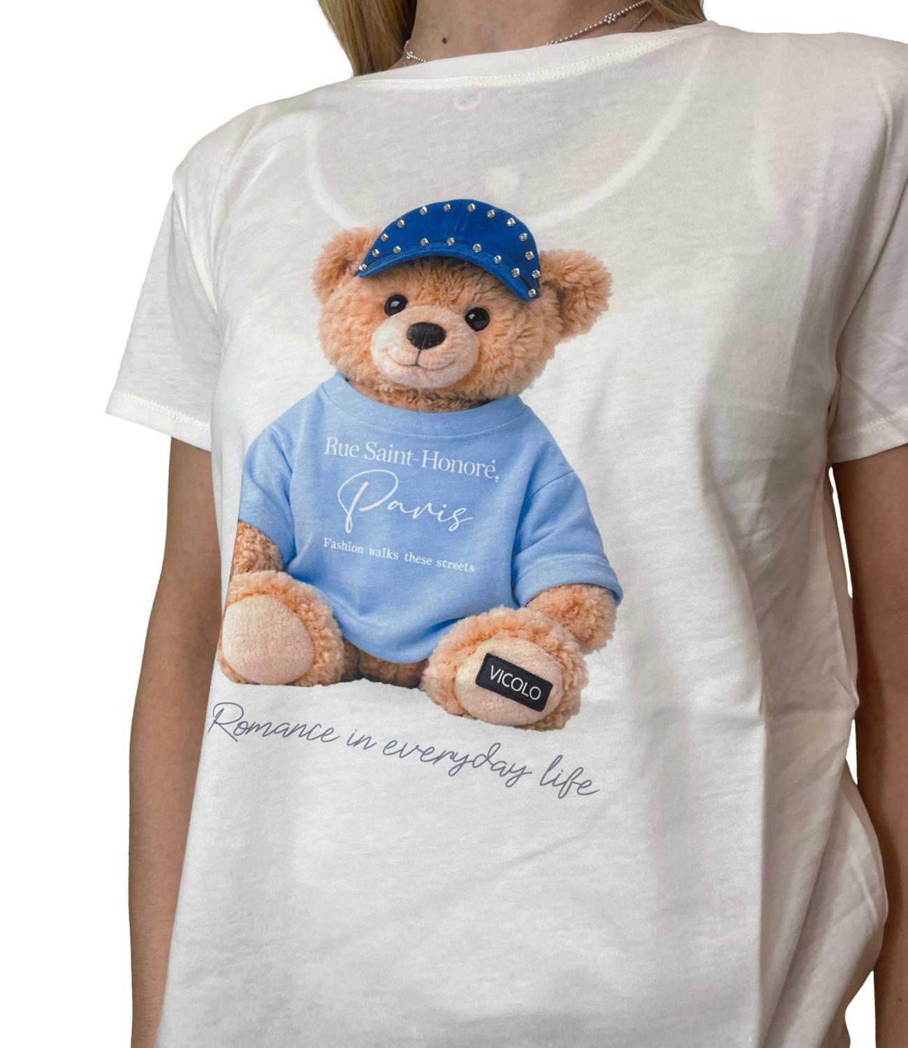 Vicolo T-Shirt Orso Bianca Donna