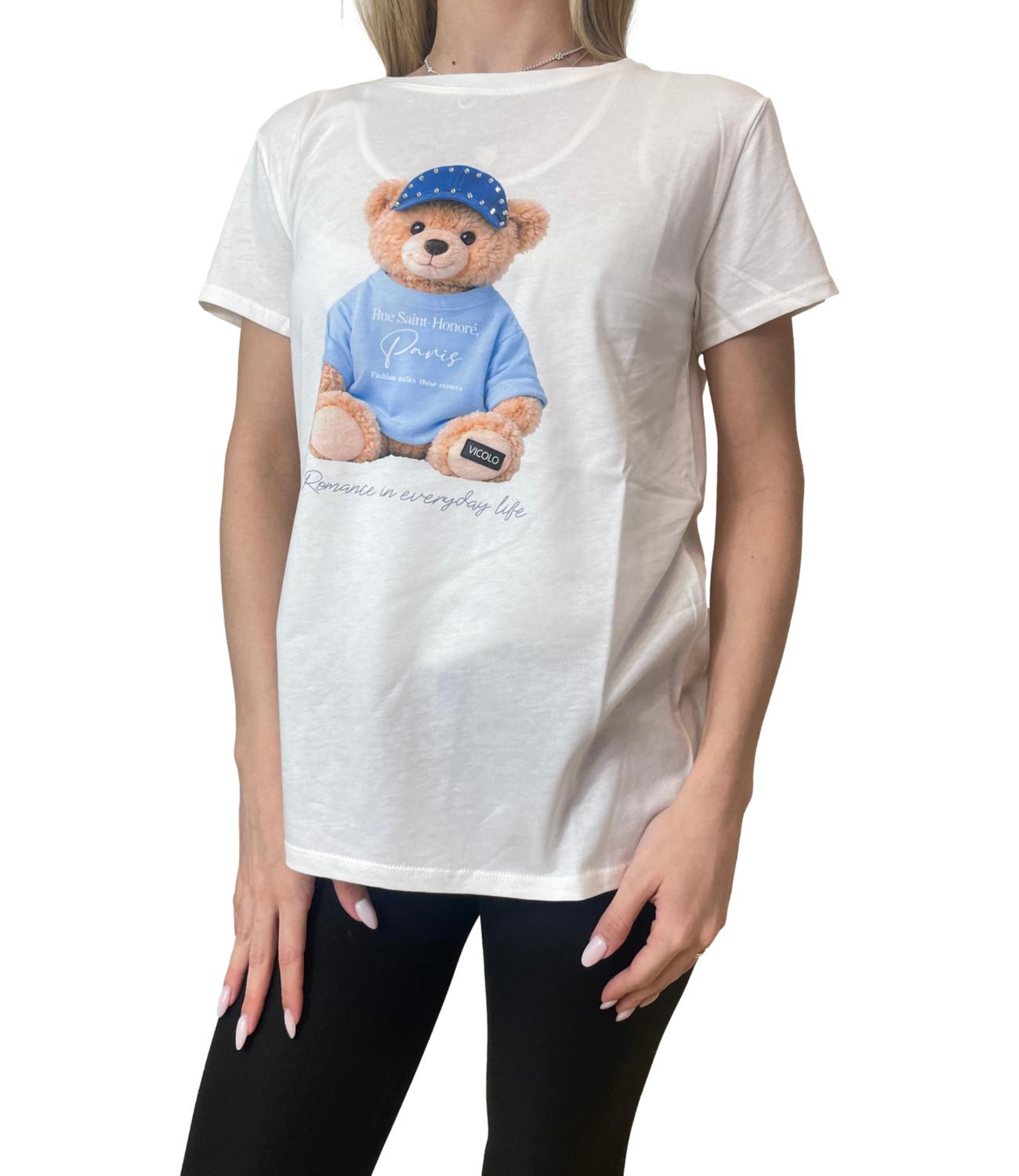 Vicolo T-Shirt Orso Bianca Donna