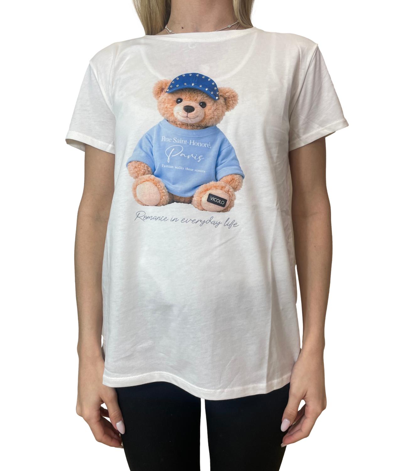 Vicolo T-Shirt Orso Bianca Donna