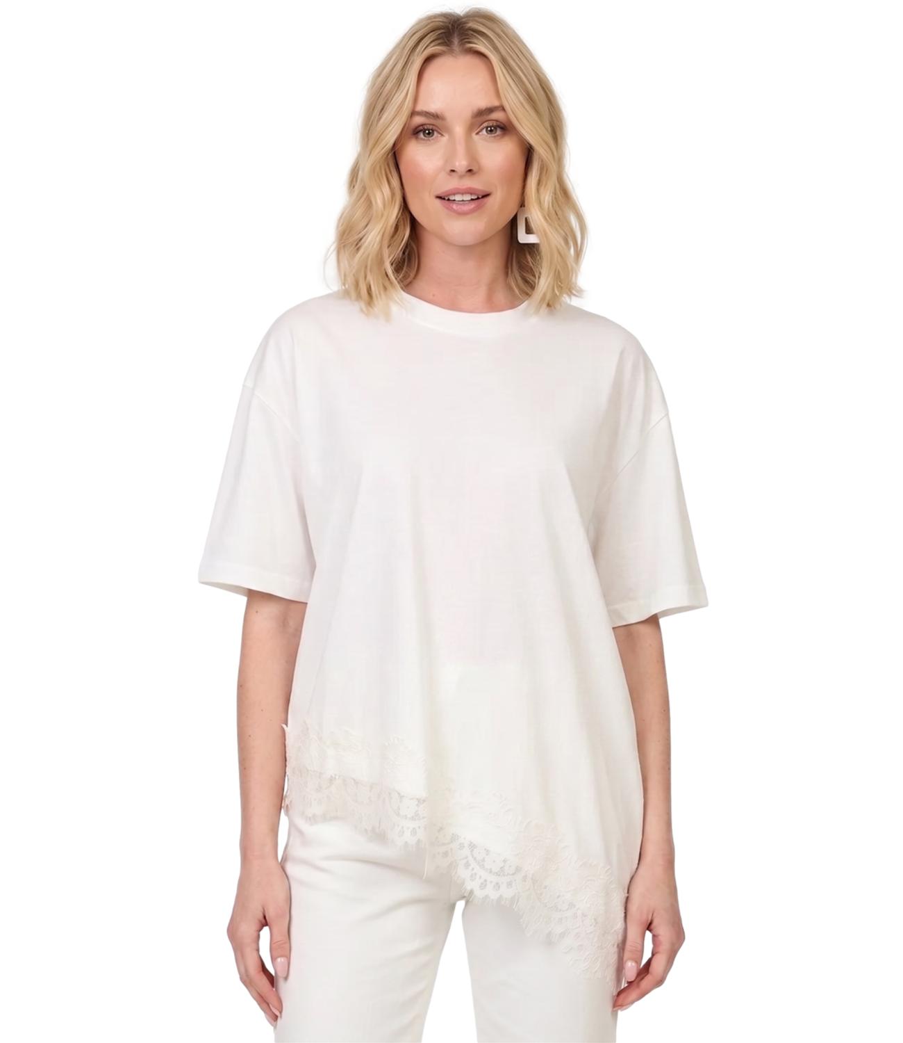 Vicolo T-shirt Pizzo Bianco Donna
