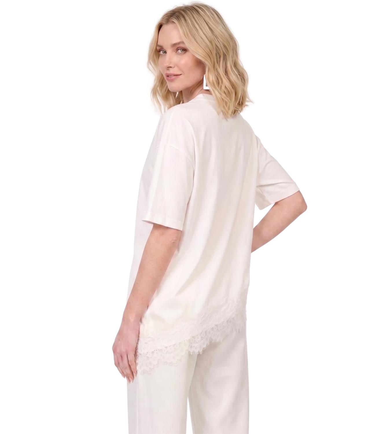Vicolo T-shirt Pizzo Bianco Donna