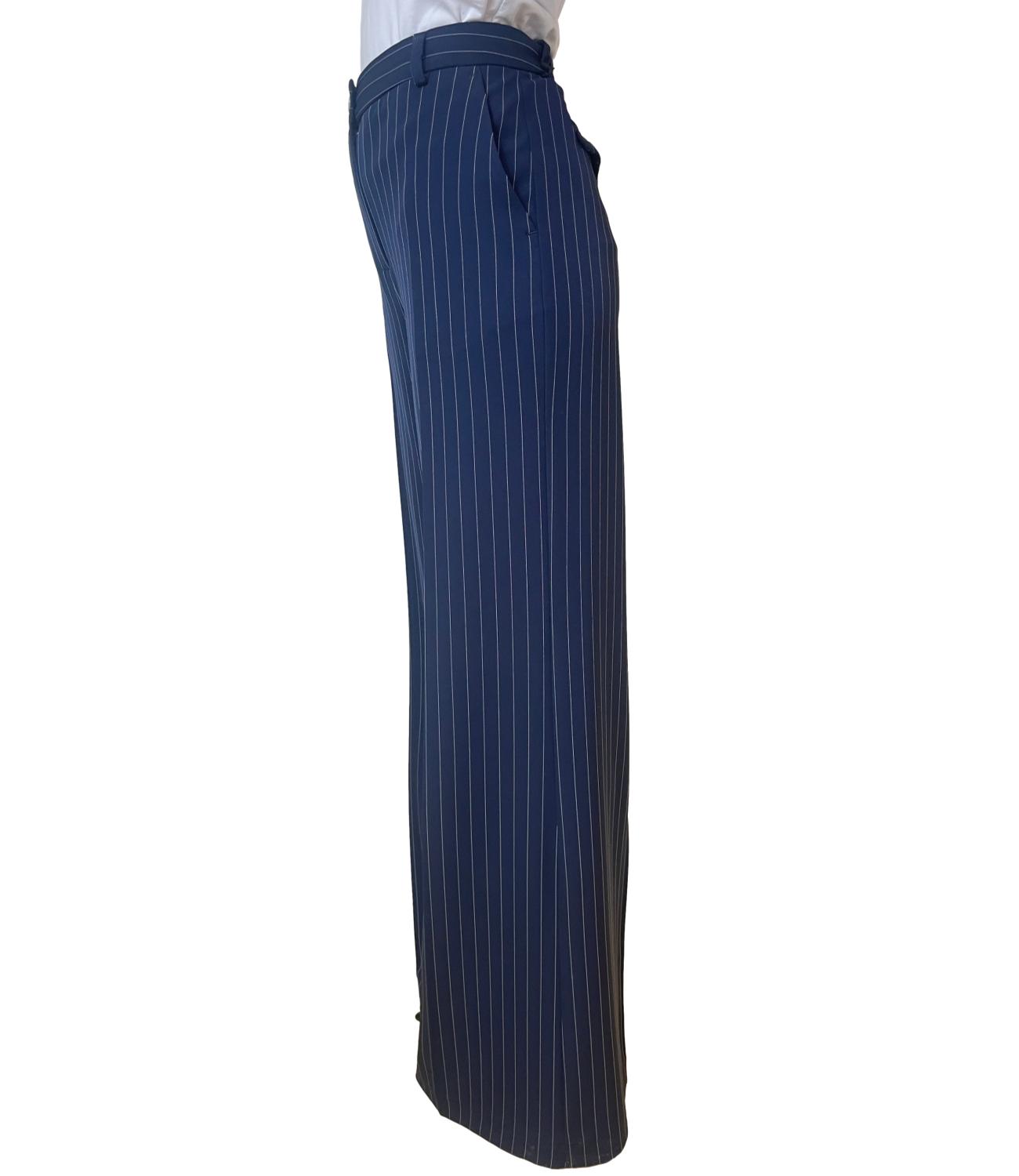 Vicolo Pantalone Gessato Blu Donna