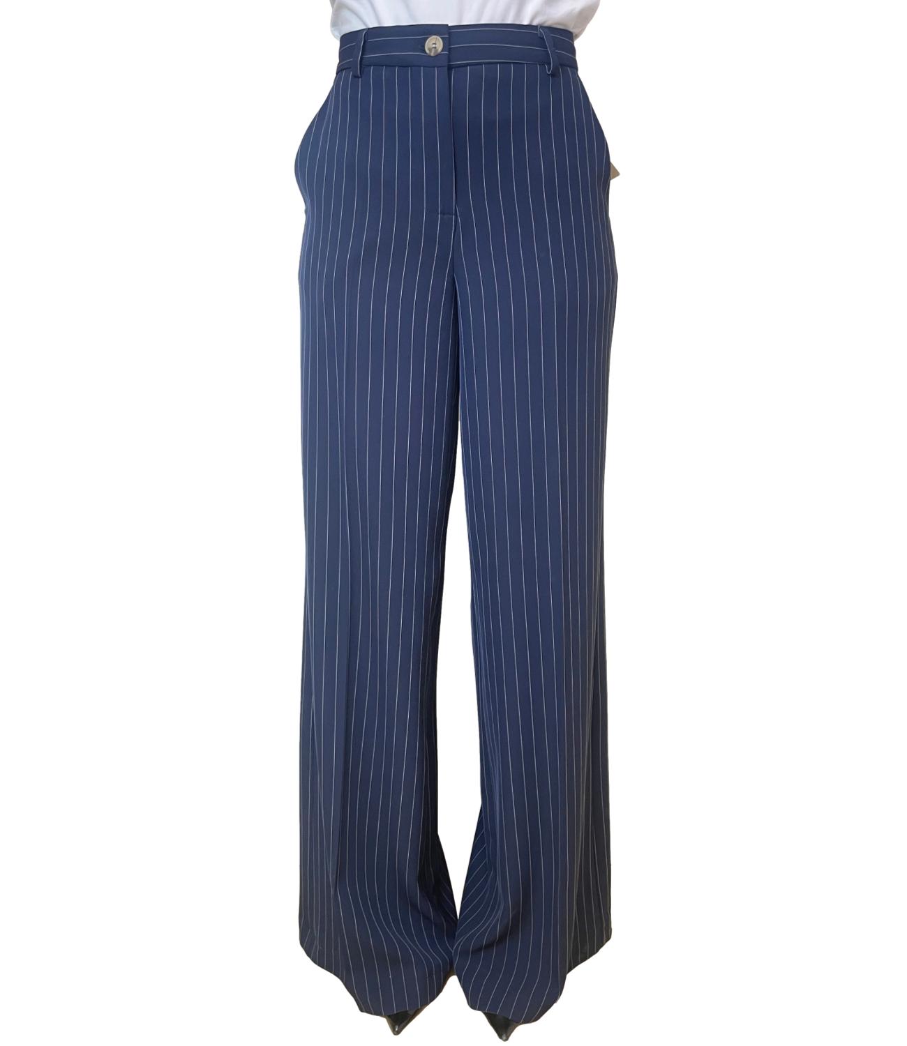 Vicolo Pantalone Gessato Blu Donna