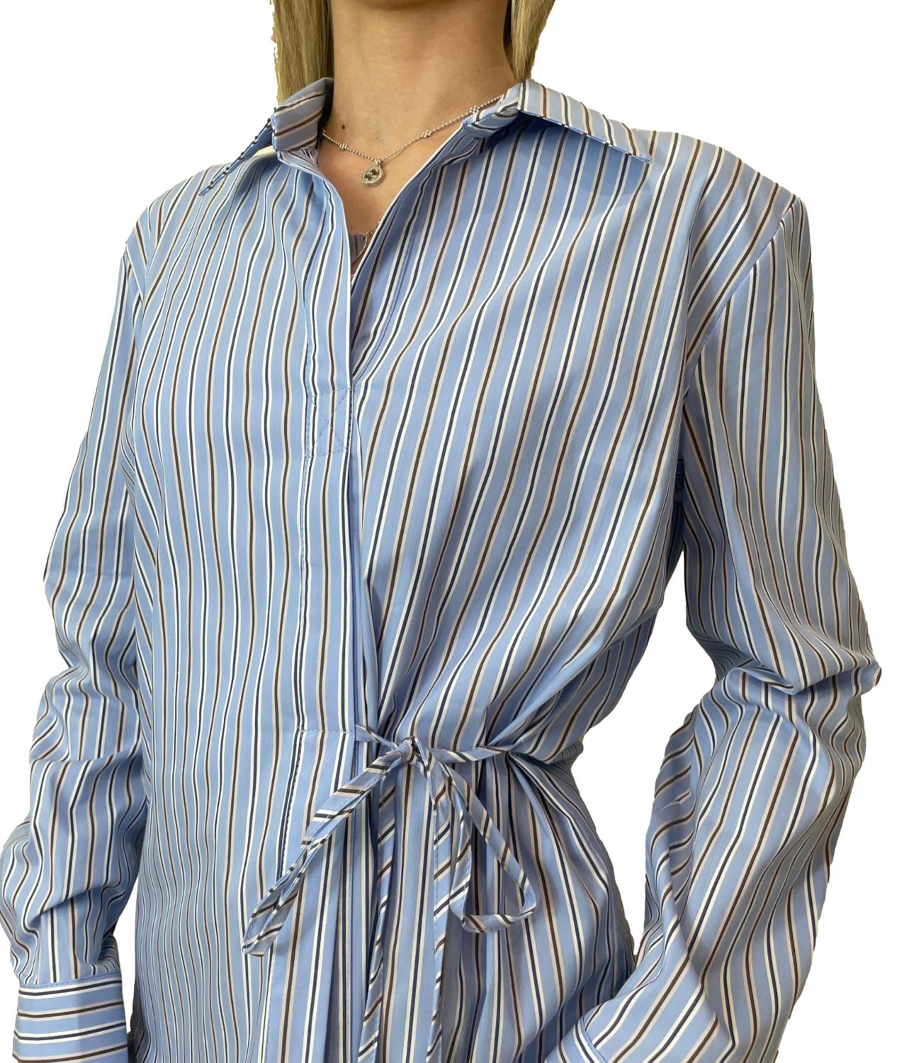 Vicolo Top Celeste Rigato Donna
