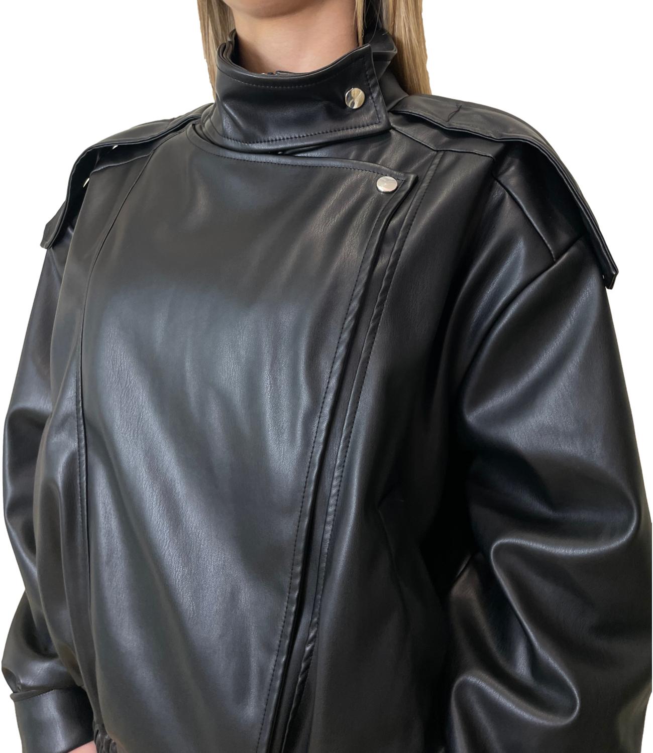 Vicolo Giacca Pelle Nero Donna