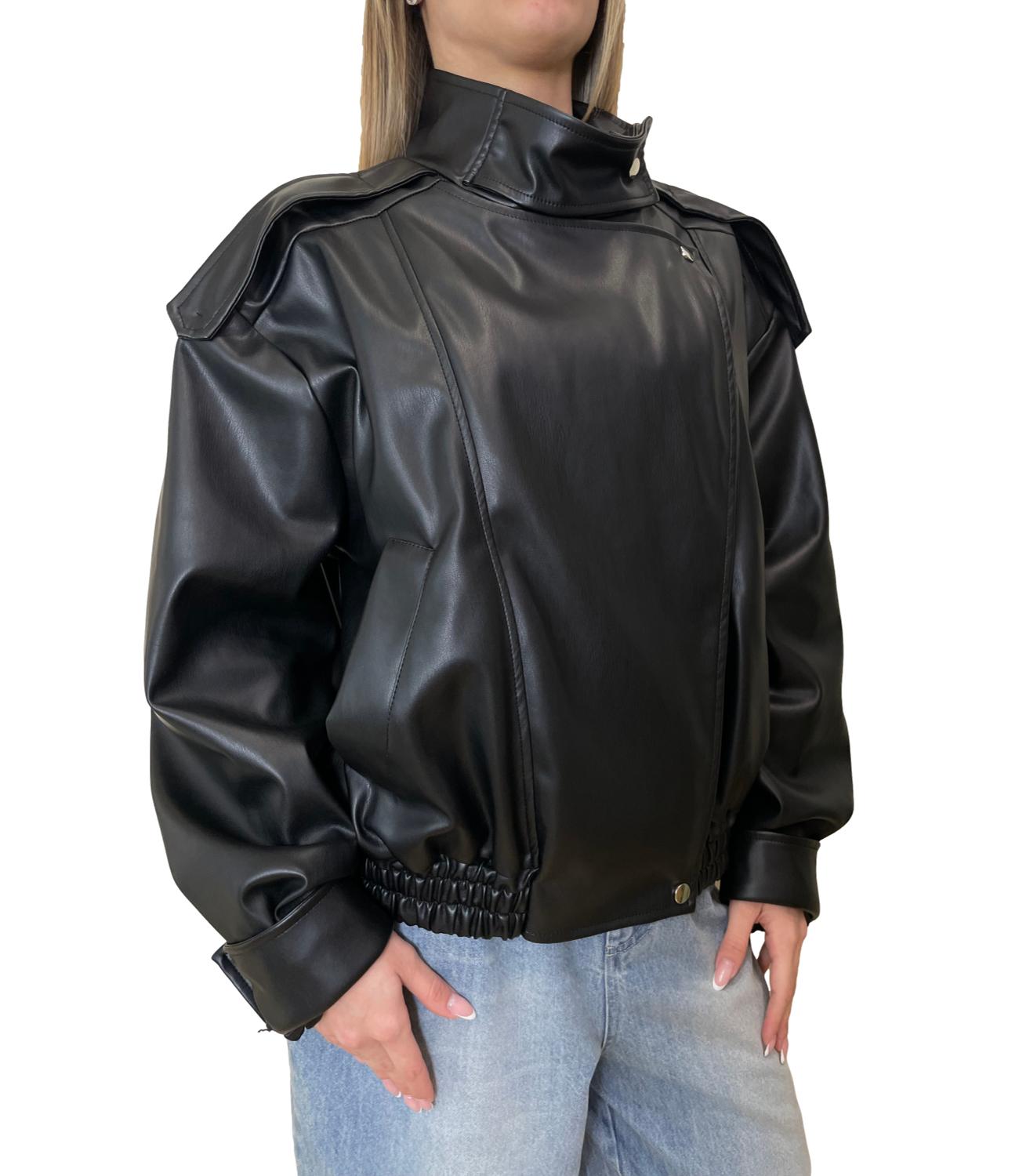 Vicolo Giacca Pelle Nero Donna