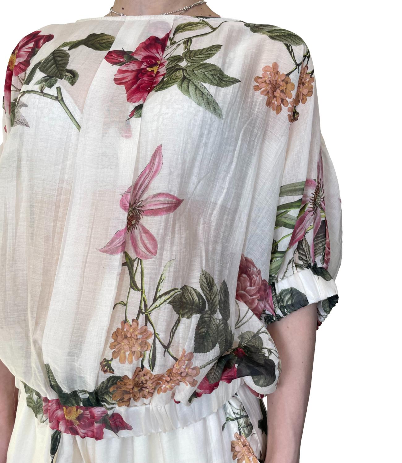 Vicolo Top Burro Floreale Donna