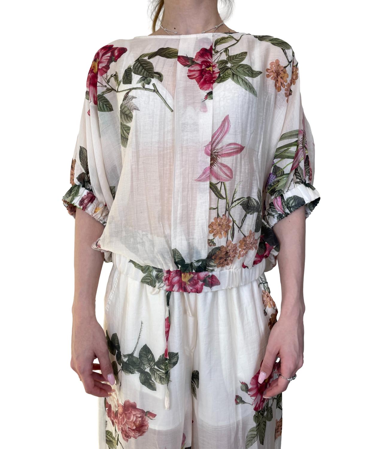 Vicolo Top Burro Floreale Donna