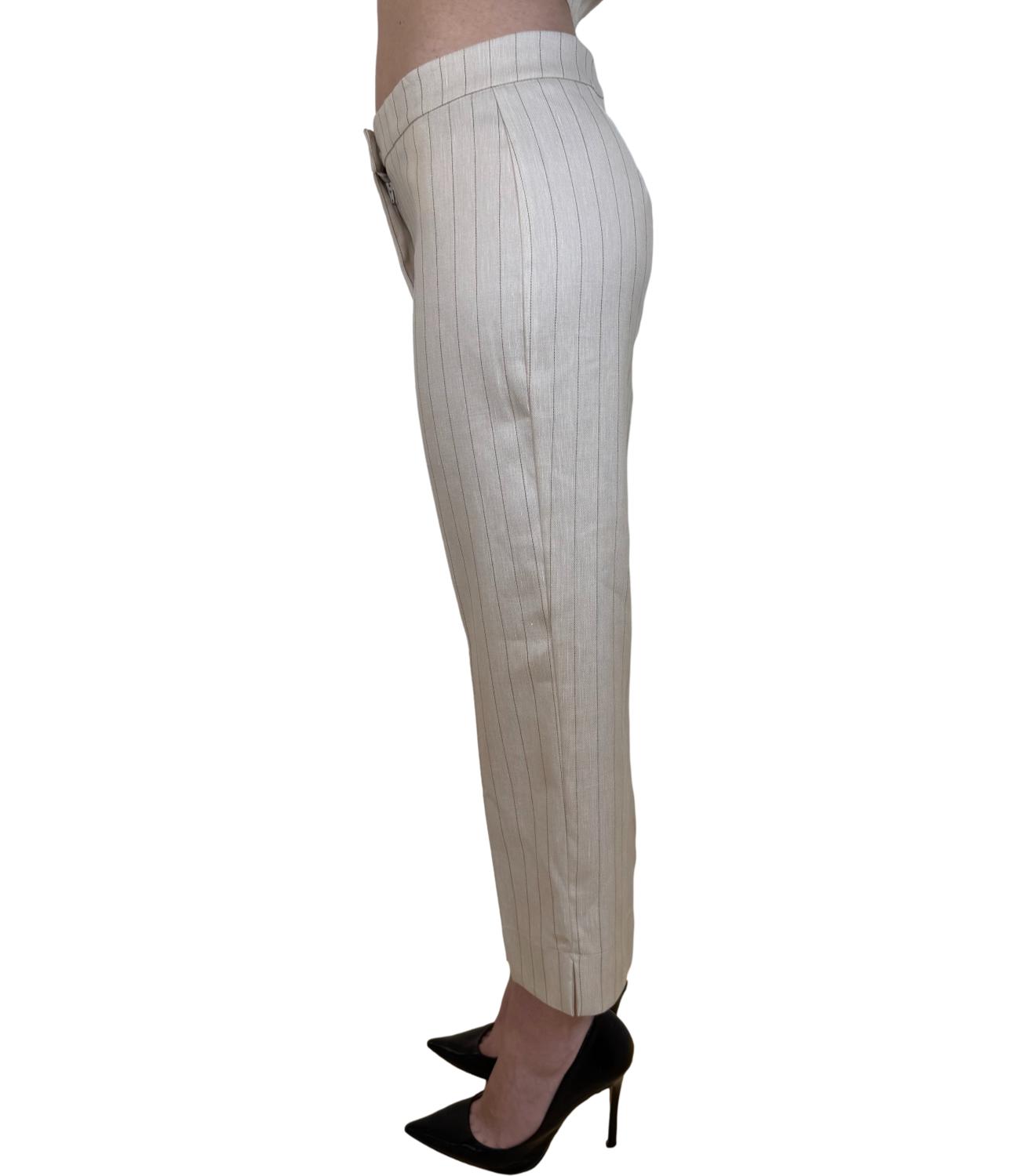 Vicolo Pantalone Beige a righe Donna