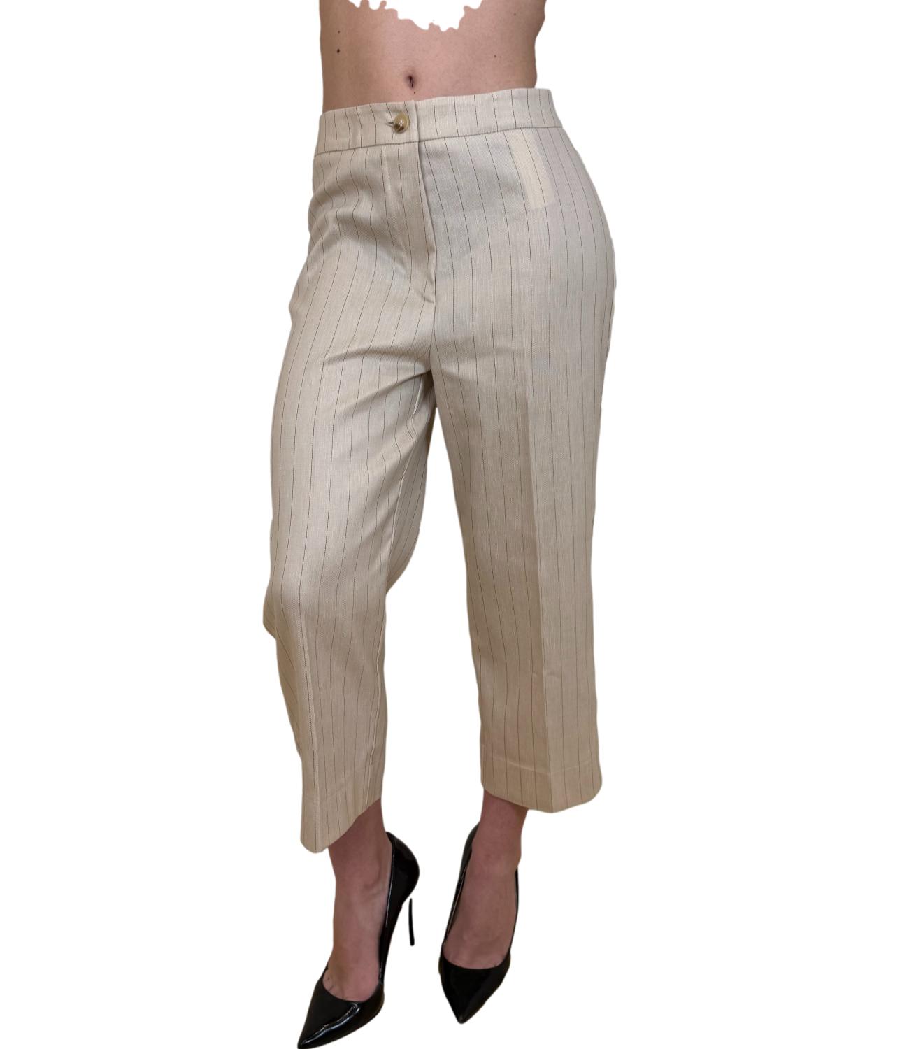 Vicolo Pantalone Beige a righe Donna
