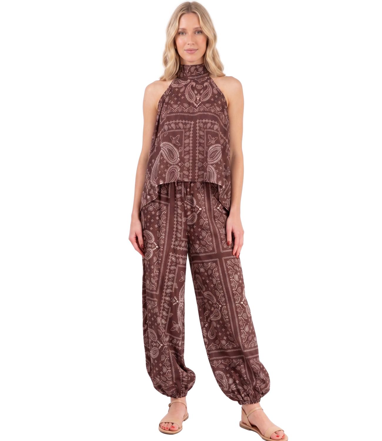 Vicolo Pantalone Bandana Bordeaux Donna