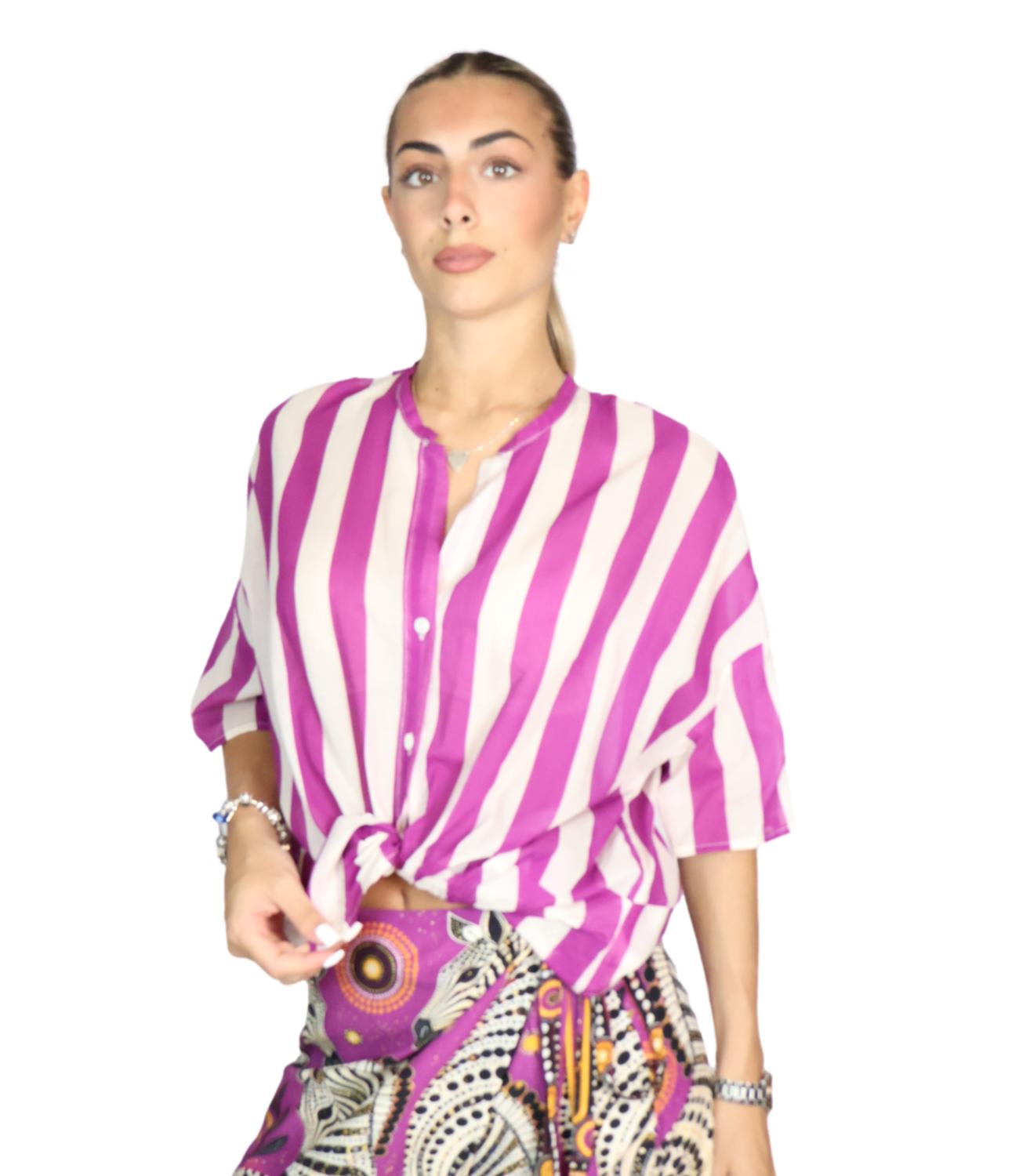 Vicolo Camicia Bianco/viola da Donna