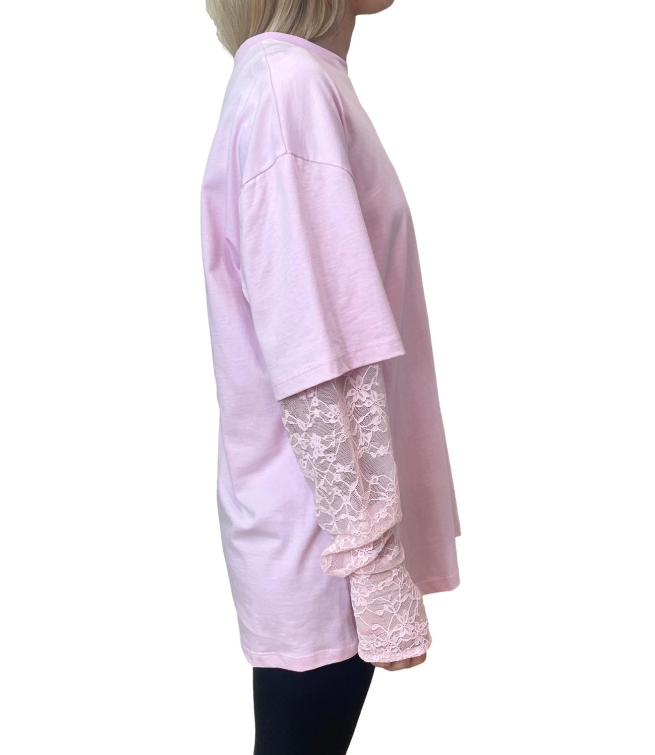Vicolo T-shirt Pizzo Rosa Donna