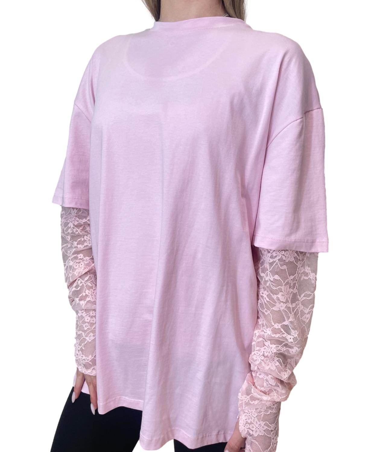Vicolo T-shirt Pizzo Rosa Donna