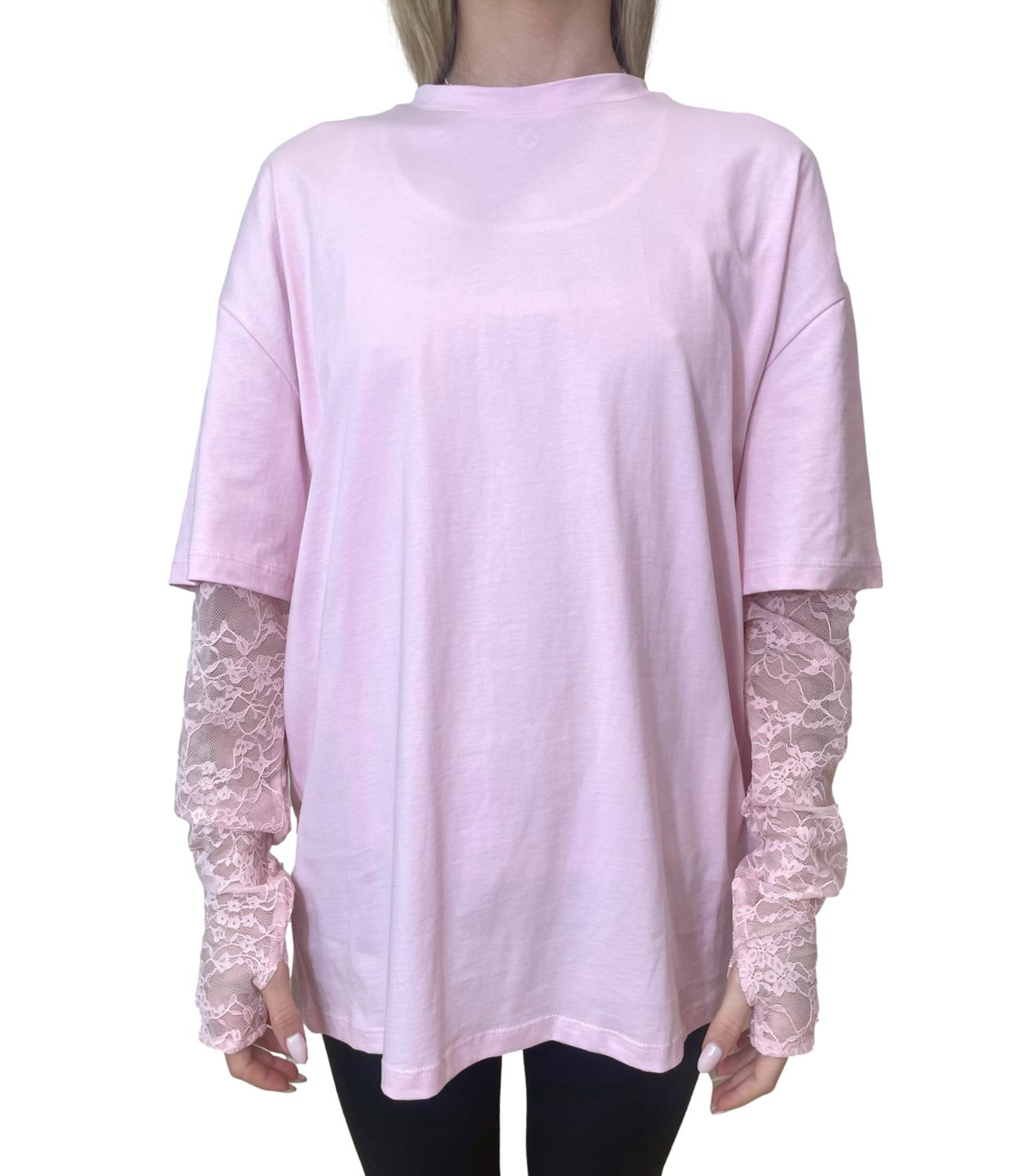 Vicolo T-shirt Pizzo Rosa Donna