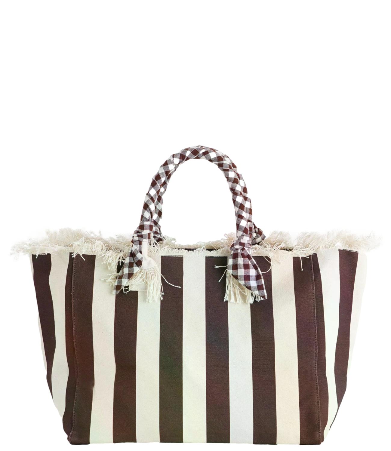 Vicolo Borsa Maxi Ibiza Stripes Moro/Burro