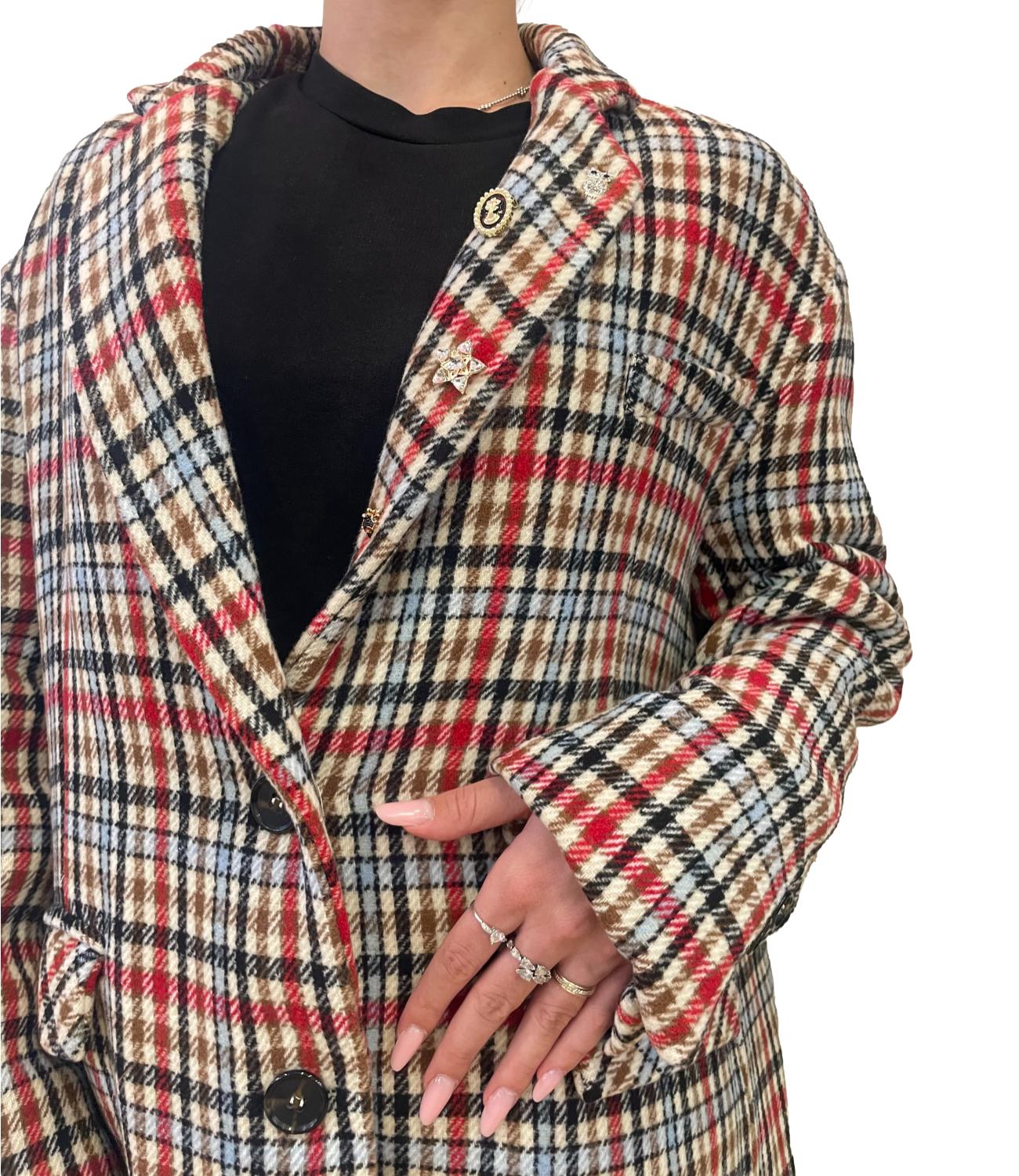 Dixie giacca a quadri multicolor donna