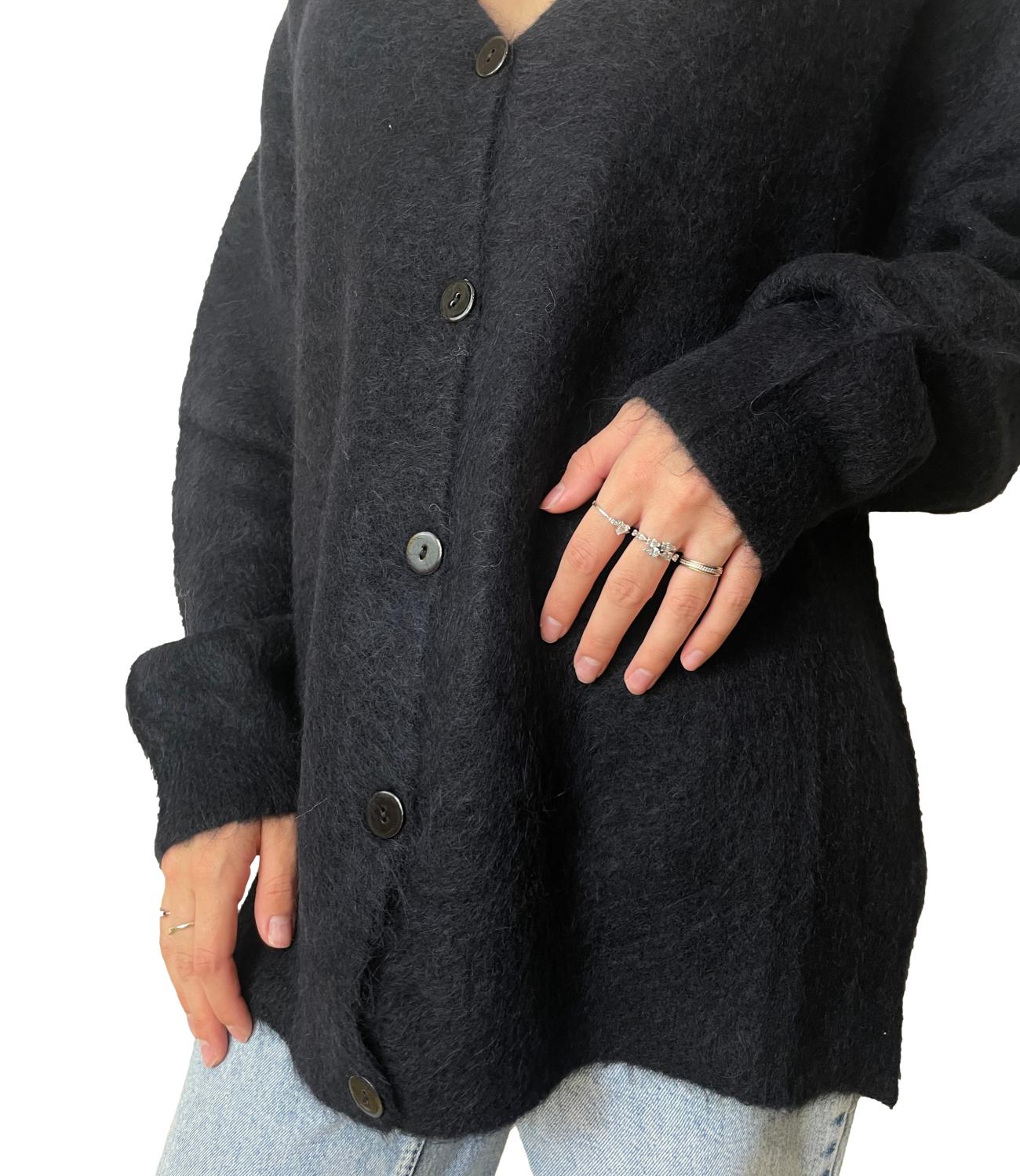 Kontatto Cardigan Lungo Nero Donna