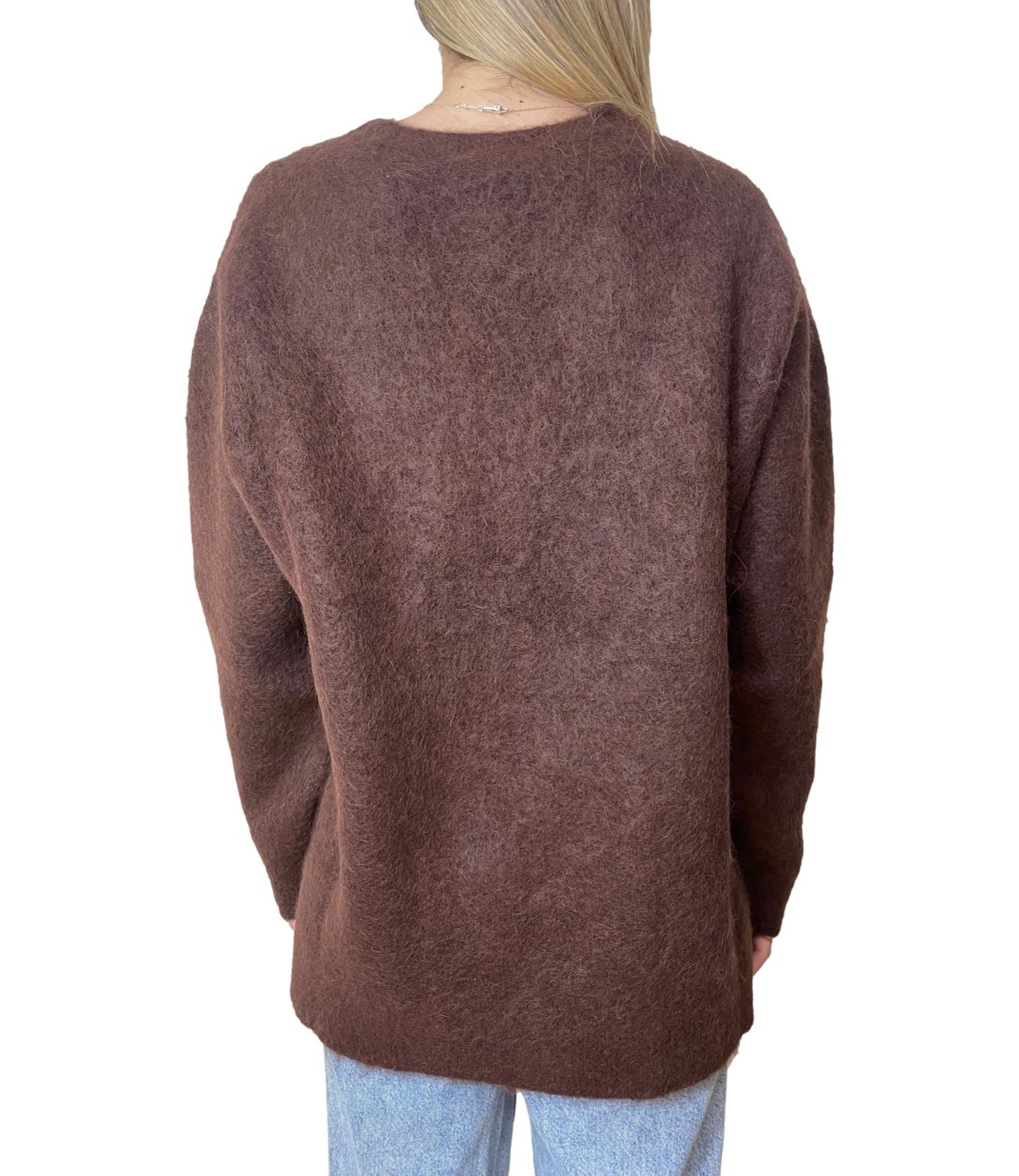 Kontatto Cardigan Lungo Mogano Donna