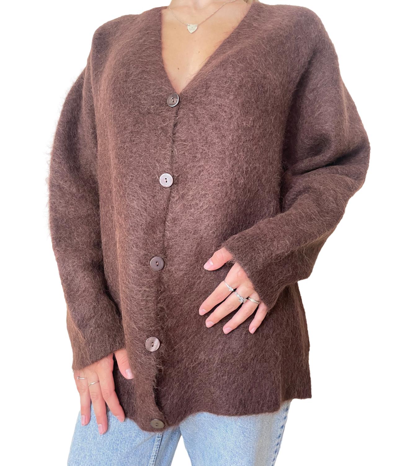 Kontatto Cardigan Lungo Mogano Donna
