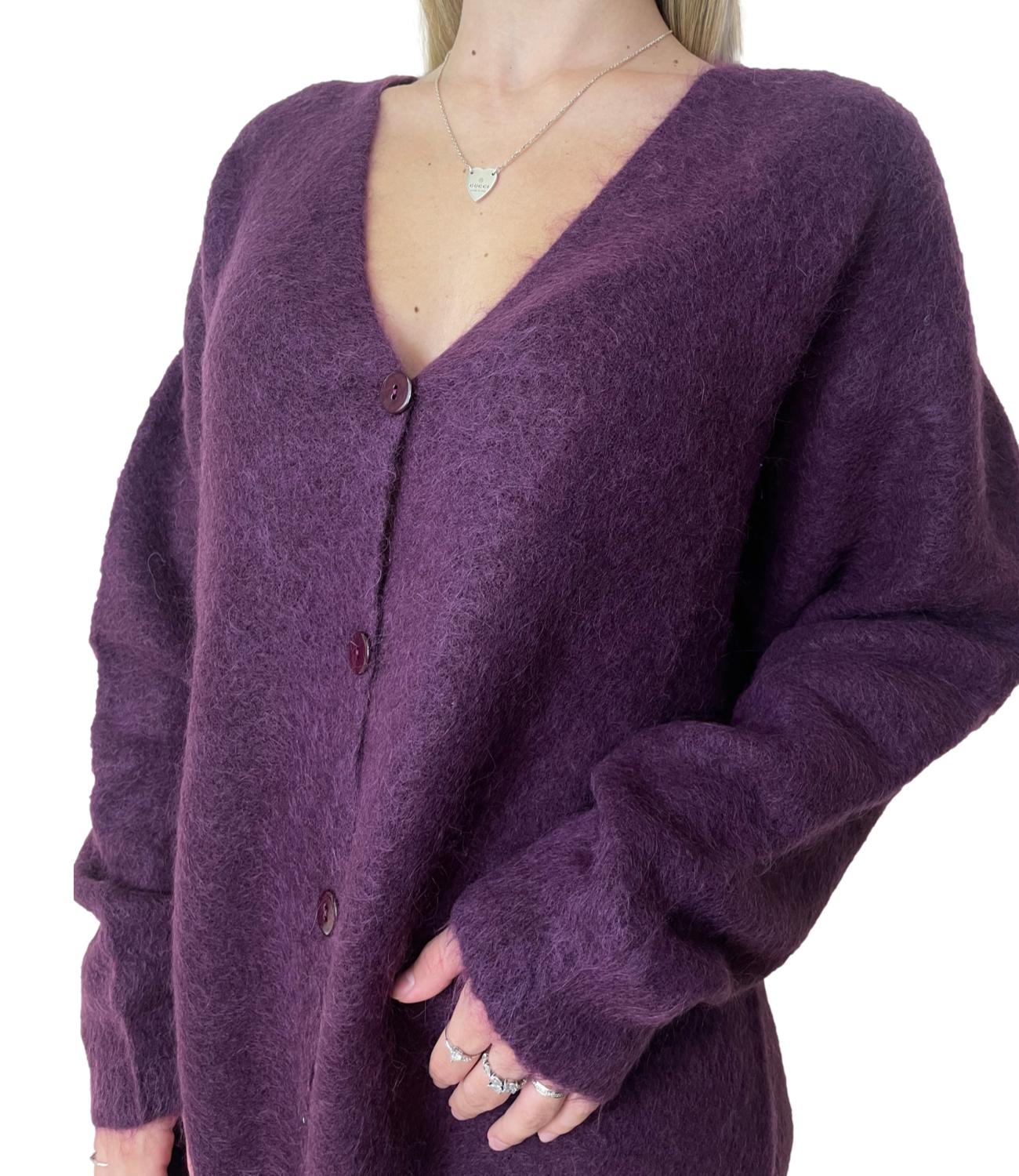 Kontatto Cardigan Lungo Melanzana Donna