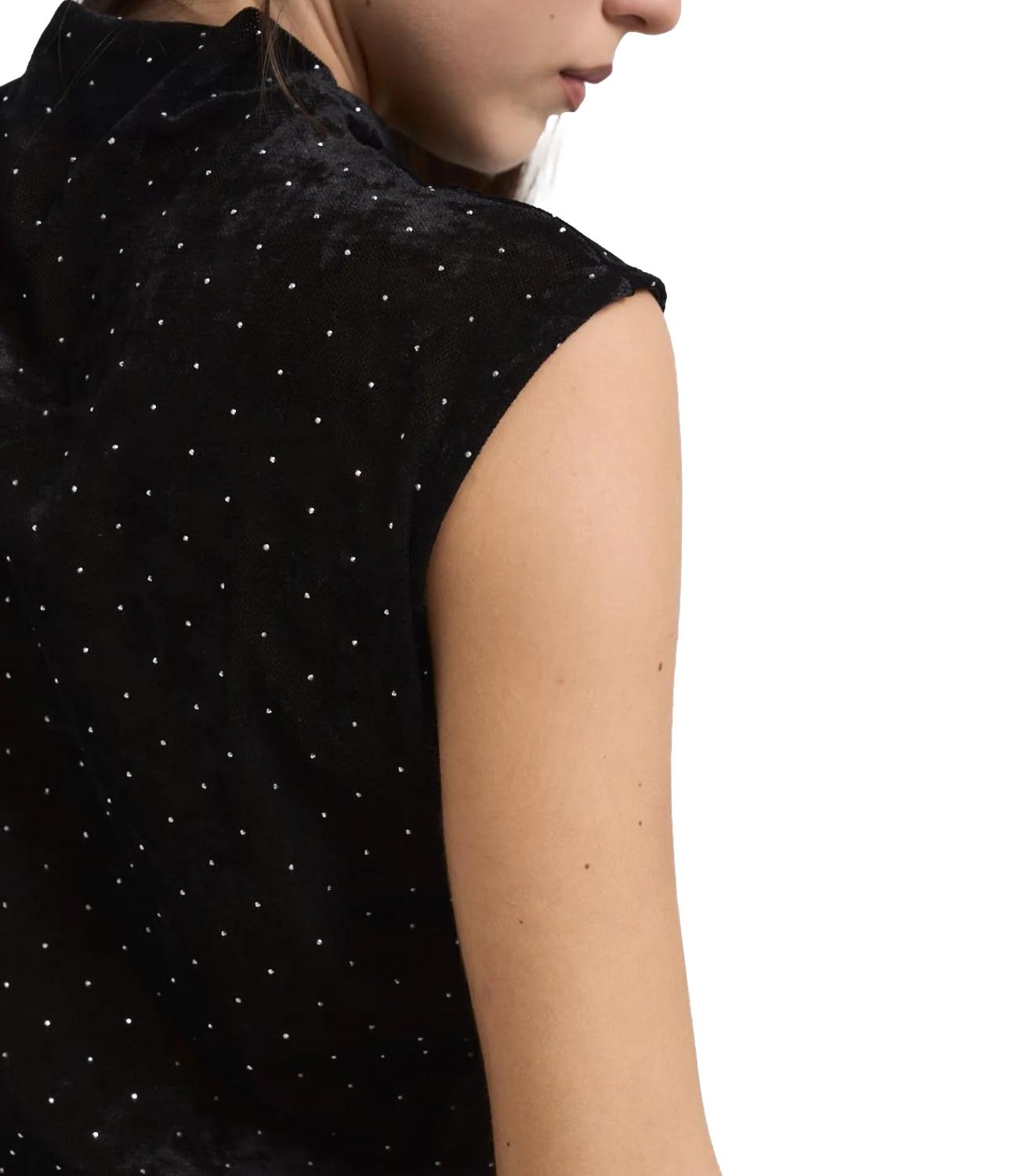Kontatto Top Strass Nero Donna