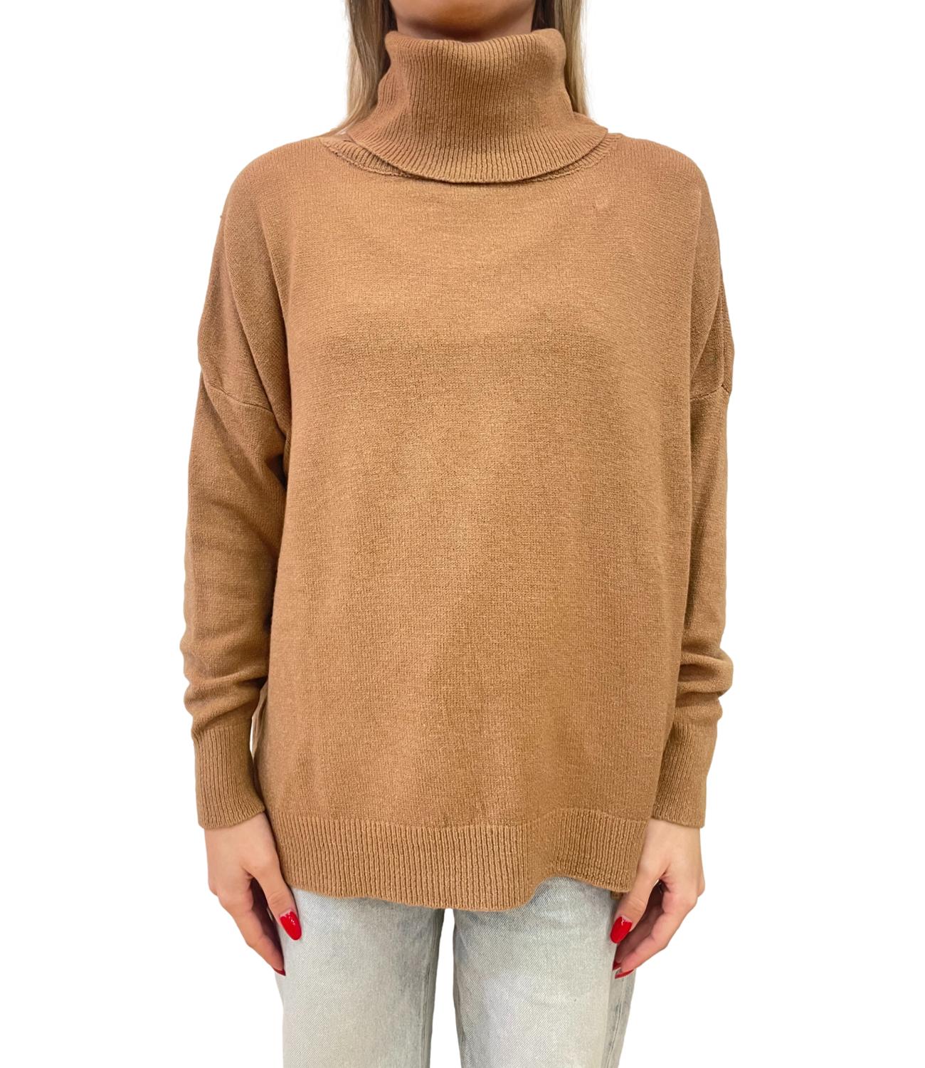 Le Streghe Maglia Collo Alto Cammello Donna