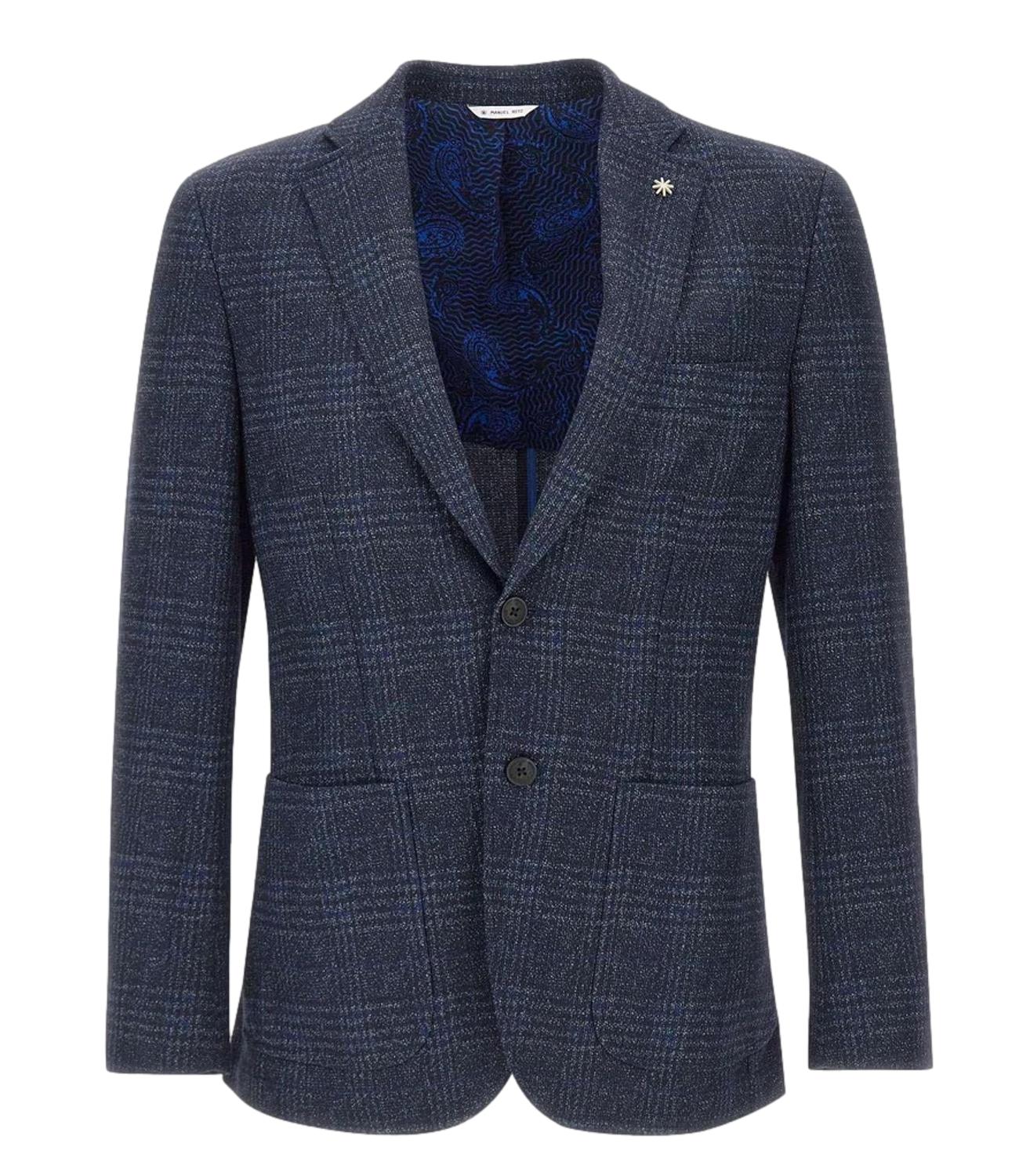 Giacca quadri blu e blu scuro