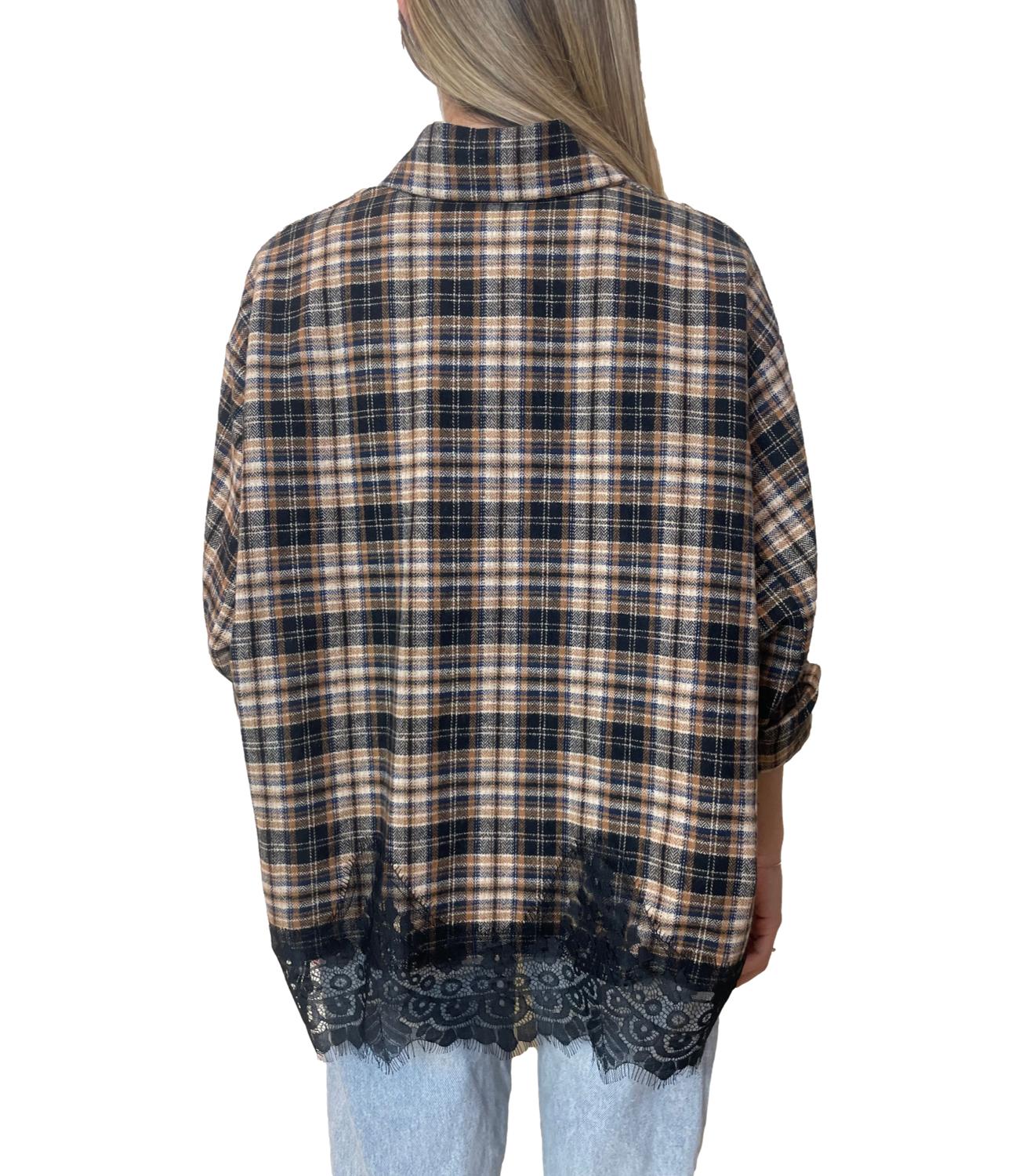 Motel Camicia Check Nero Donna