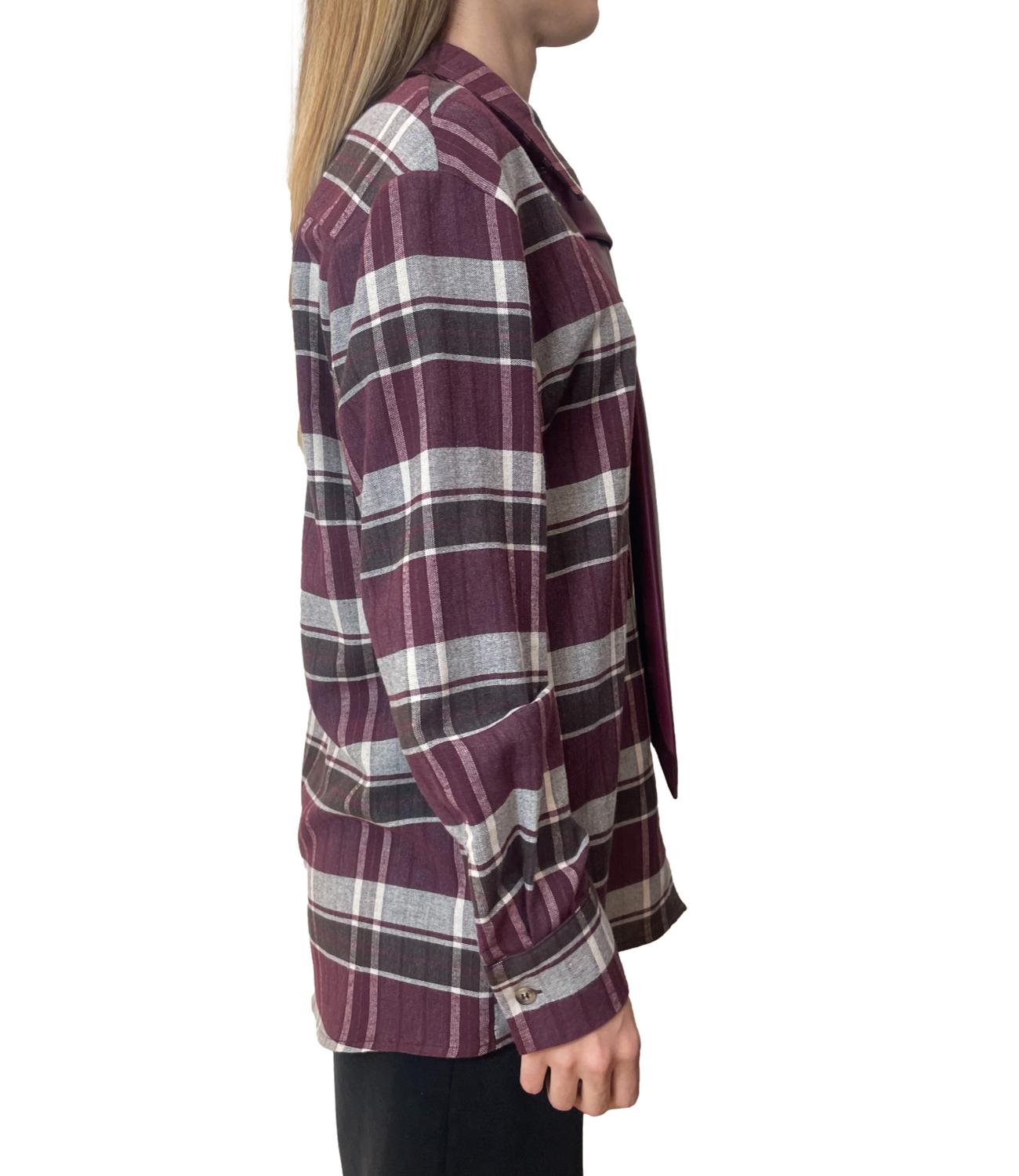Motel Camicia Check C/Cravatta Bordeaux Donna