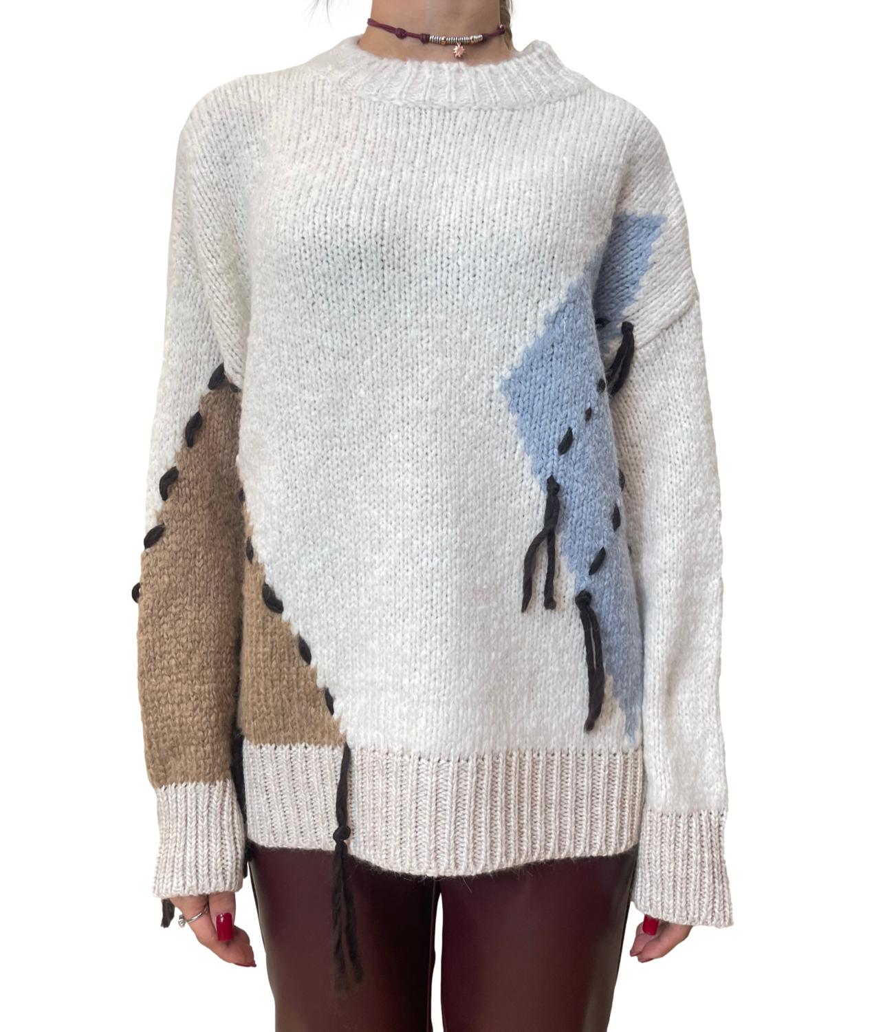 Motel Maglia Rombi Burro Donna