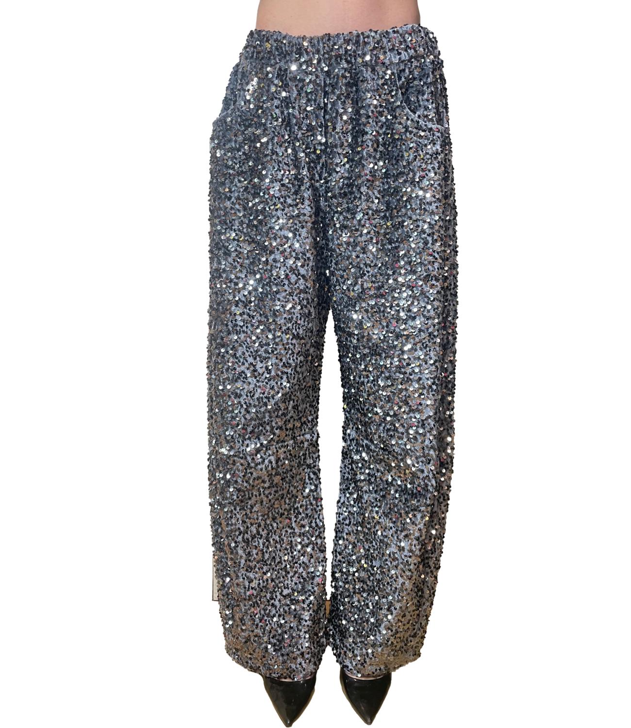 Motel Pantalone Paillettes Grigio Donna