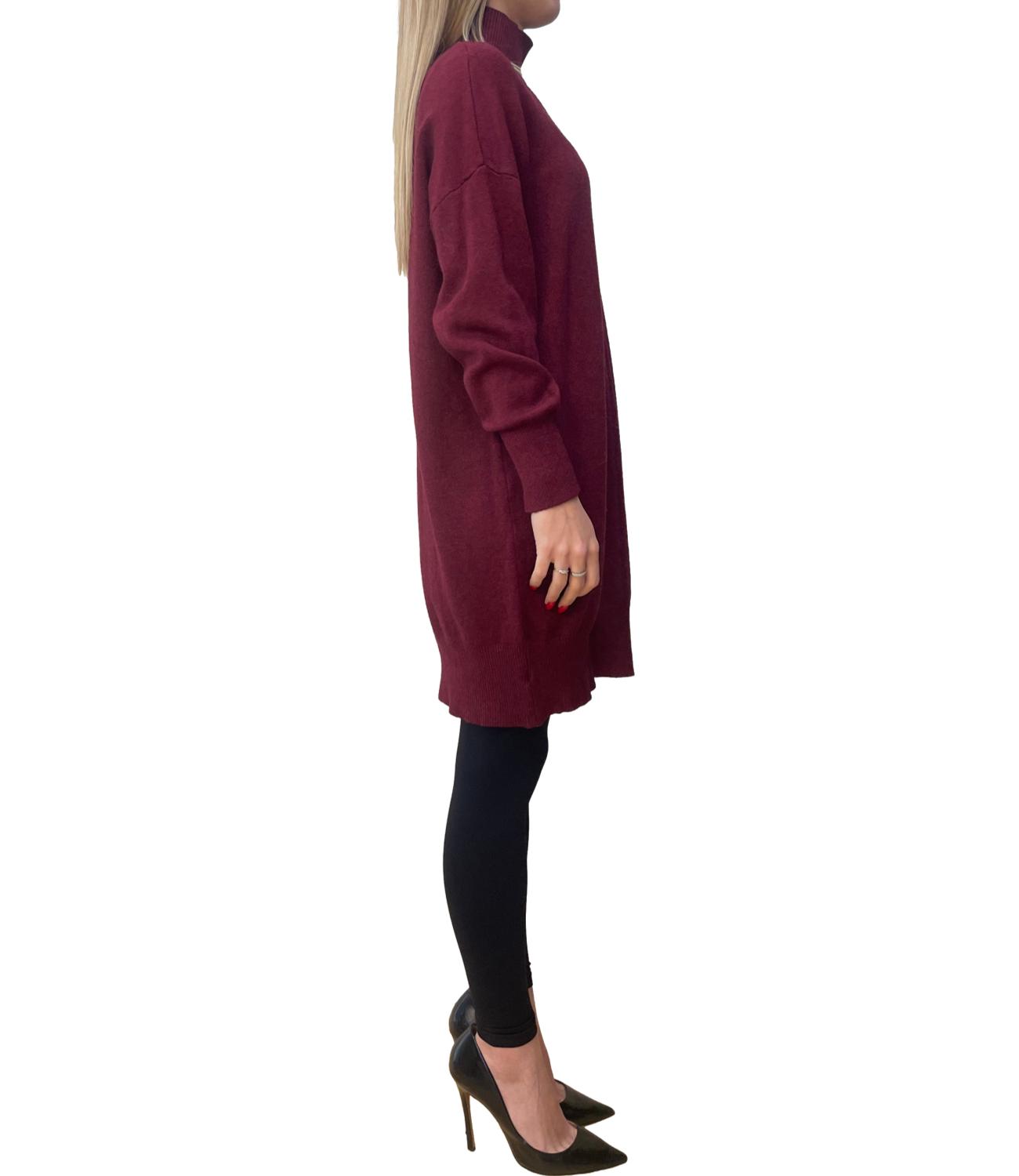 Studio It abito collo alto bordeaux donna
