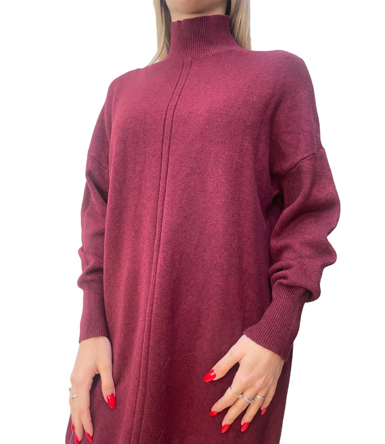 Studio It abito collo alto bordeaux donna