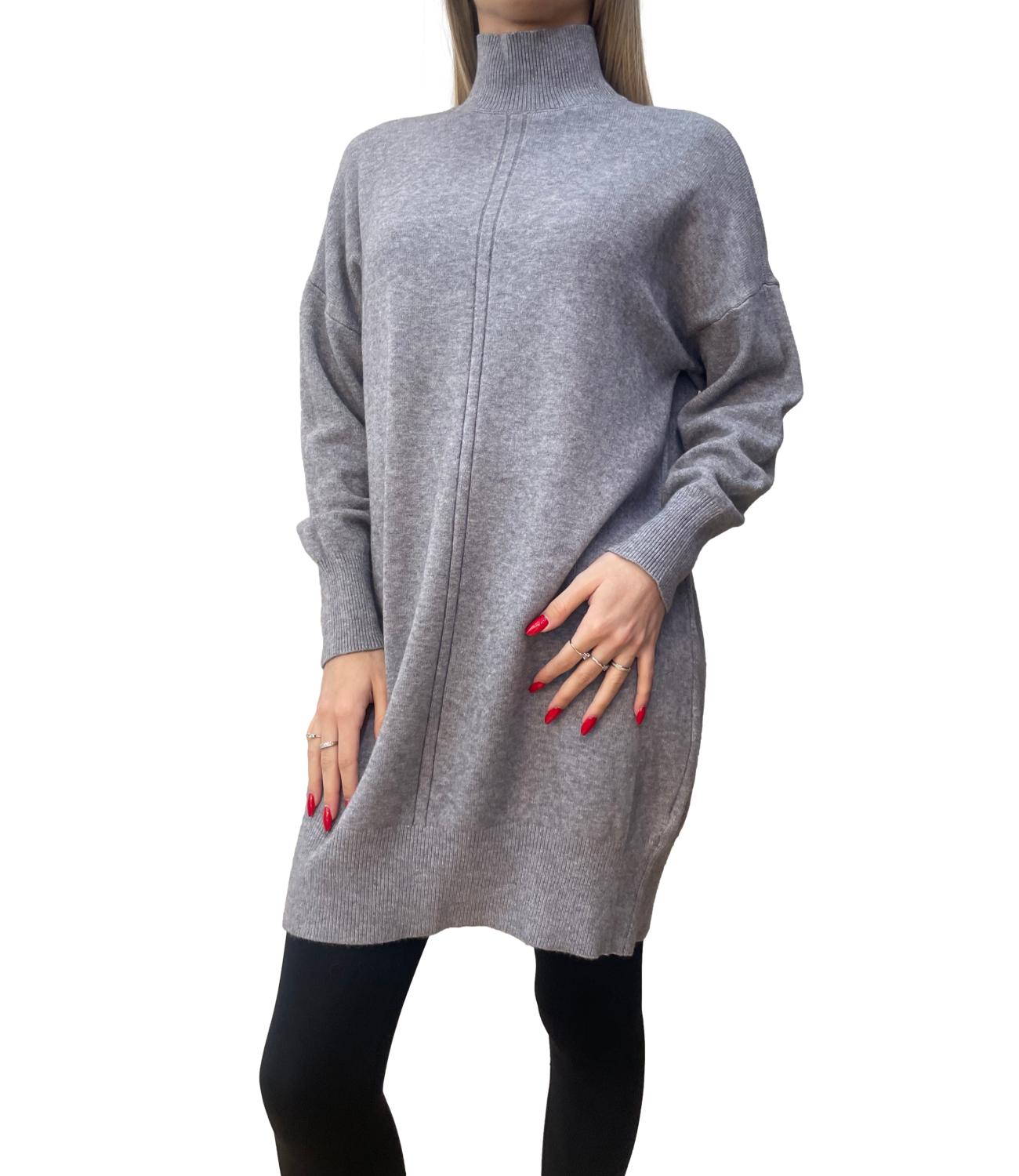 Studio It abito collo alto grigio donna