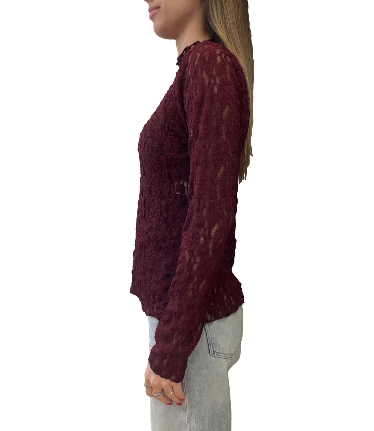 Studio It T-shirt pizzo Bordeaux Donna