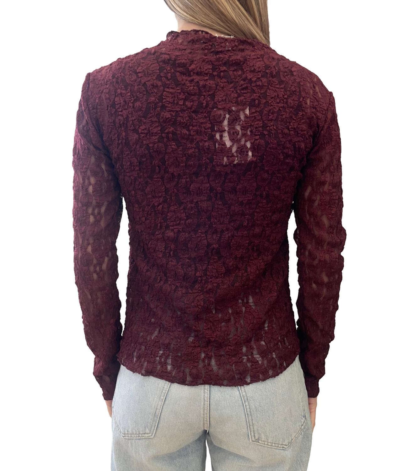 Studio It T-shirt pizzo Bordeaux Donna