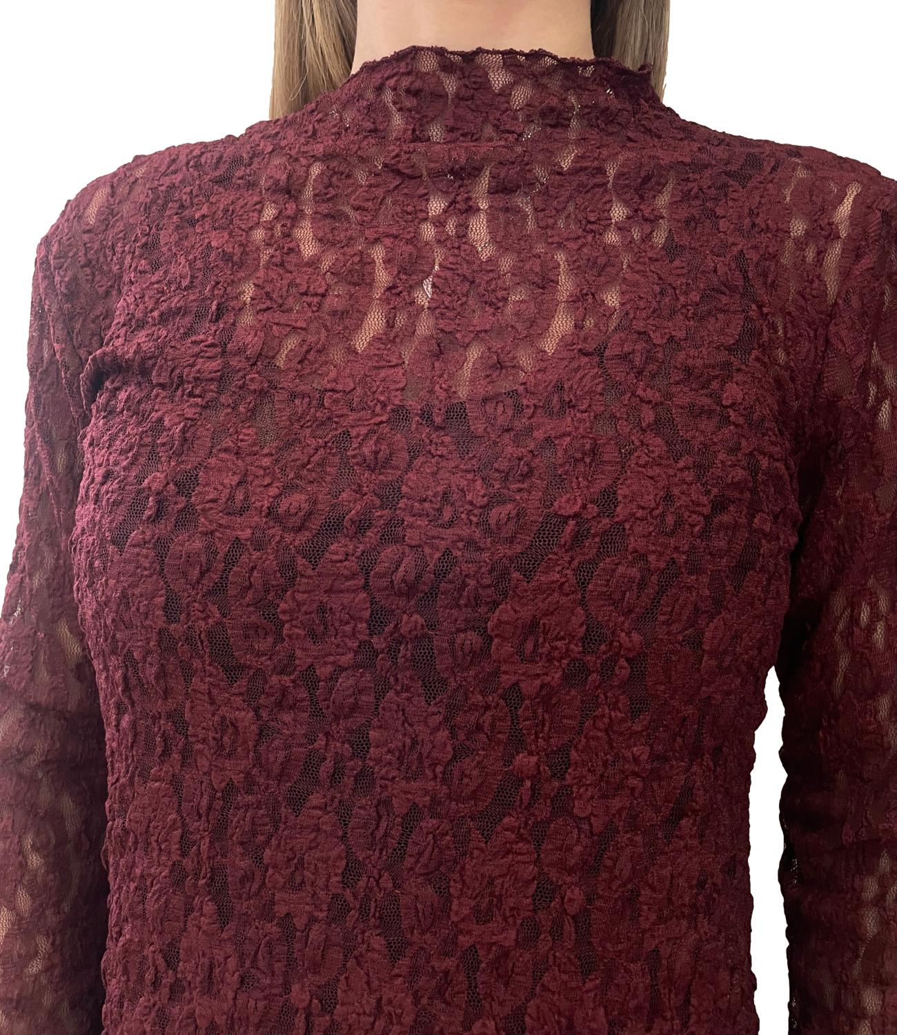 Studio It T-shirt pizzo Bordeaux Donna
