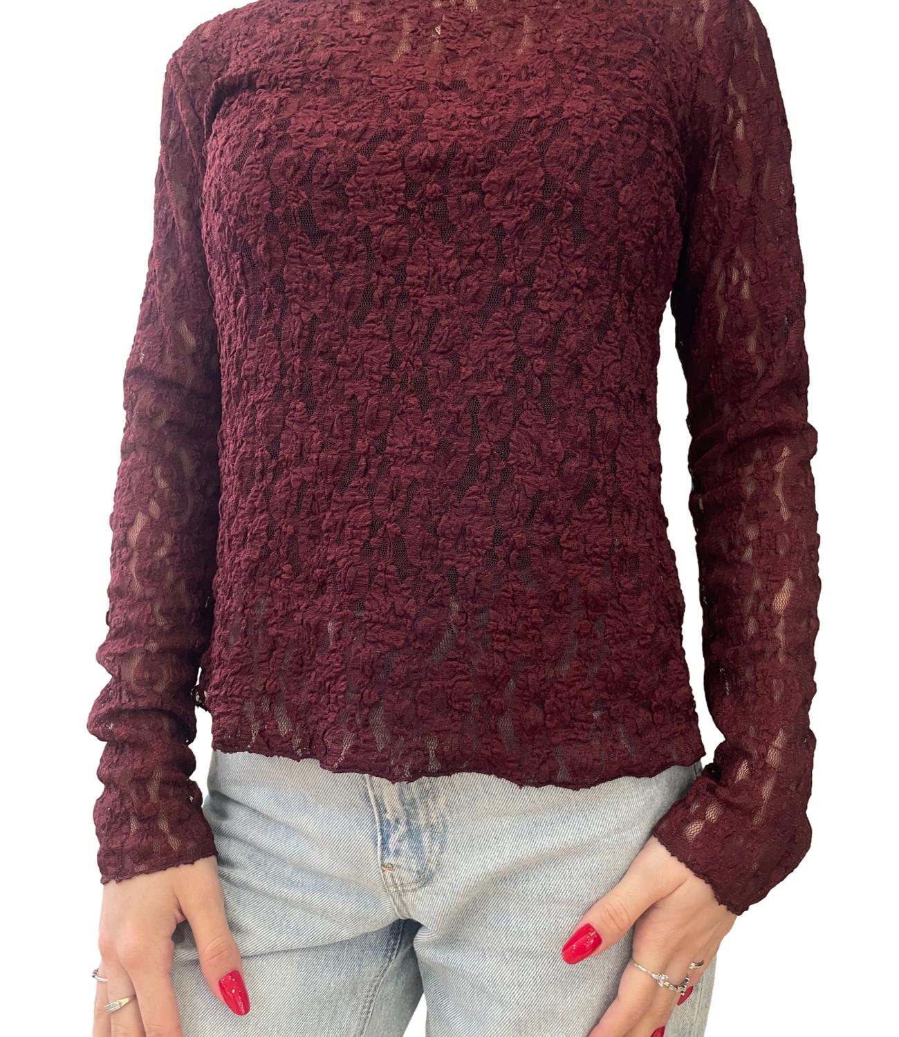 Studio It T-shirt pizzo Bordeaux Donna