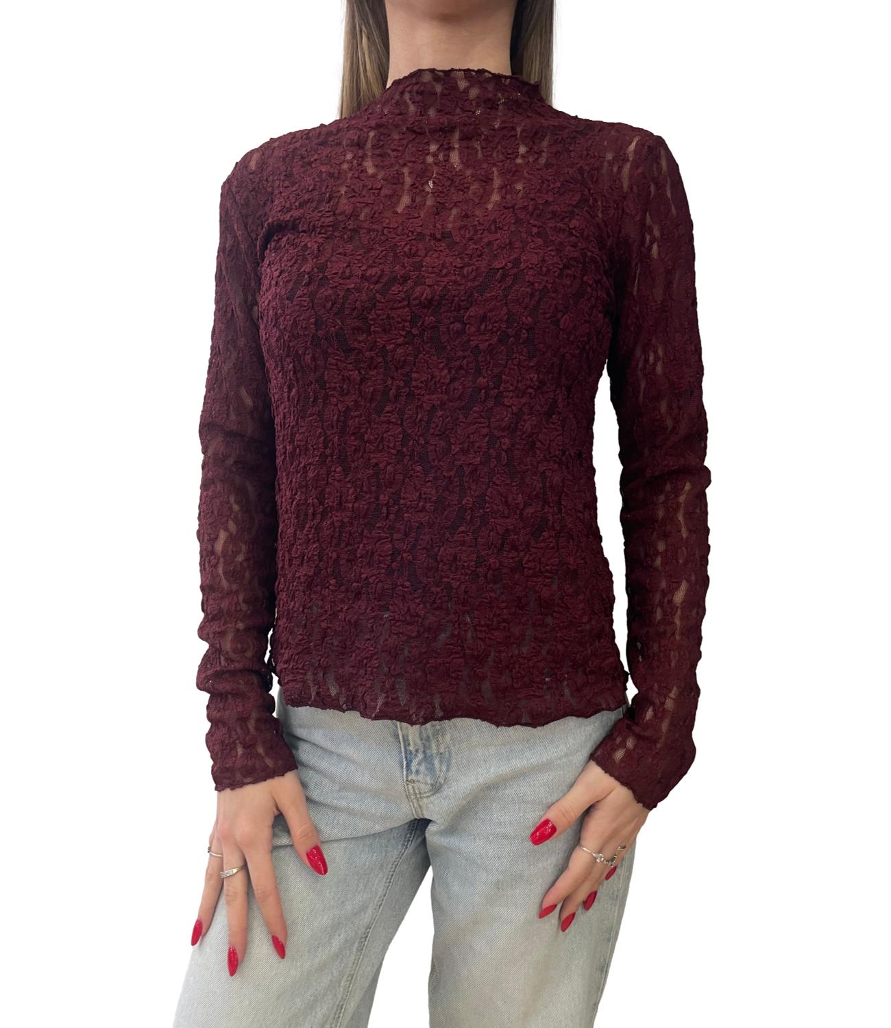 Studio It T-shirt pizzo Bordeaux Donna